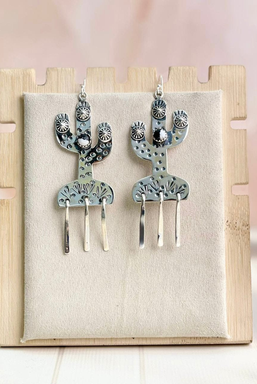 Boho Fringe Cactus Dangle Earrings-Earrings-Krush Kandy, Women's Online Fashion Boutique Located in Phoenix, Arizona (Scottsdale Area)