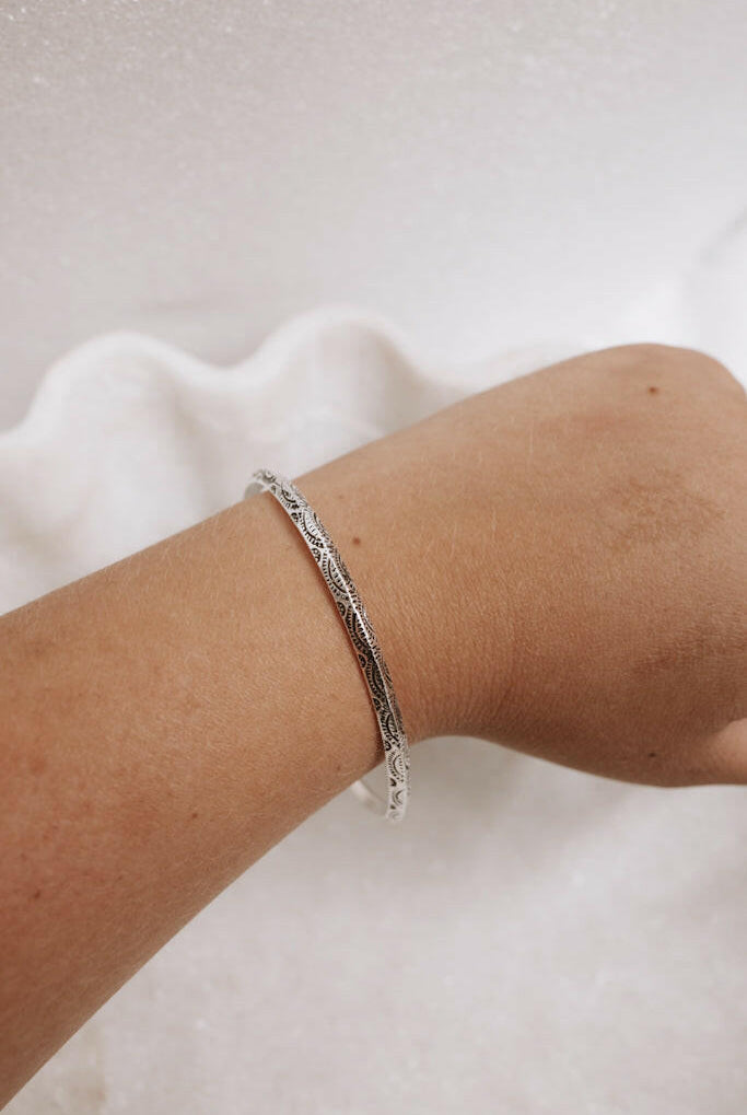 Krush Kandy Original Detailed Sterling Silver Cuff-Bangle Bracelets-Krush Kandy, Women's Online Fashion Boutique Located in Phoenix, Arizona (Scottsdale Area)