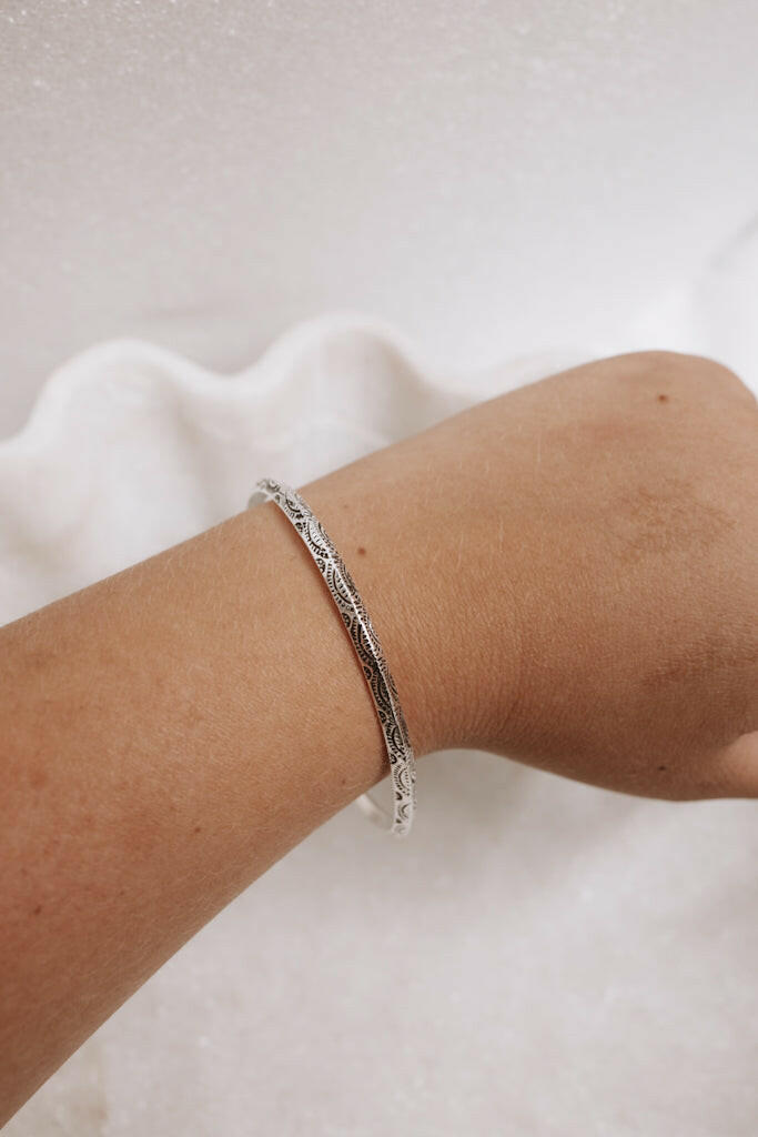 Krush Kandy Original Detailed Sterling Silver Cuff-Bangle Bracelets-Krush Kandy, Women's Online Fashion Boutique Located in Phoenix, Arizona (Scottsdale Area)
