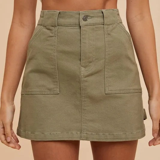 Annie Wear Cargo Denim Mini Skirt-Skirts-Krush Kandy, Women's Online Fashion Boutique Located in Phoenix, Arizona (Scottsdale Area)