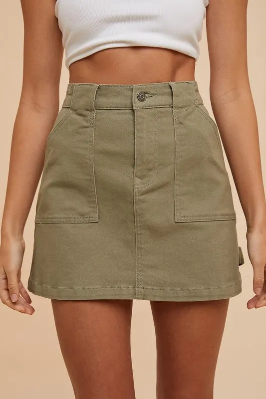 Annie Wear Cargo Denim Mini Skirt-Skirts-Krush Kandy, Women's Online Fashion Boutique Located in Phoenix, Arizona (Scottsdale Area)