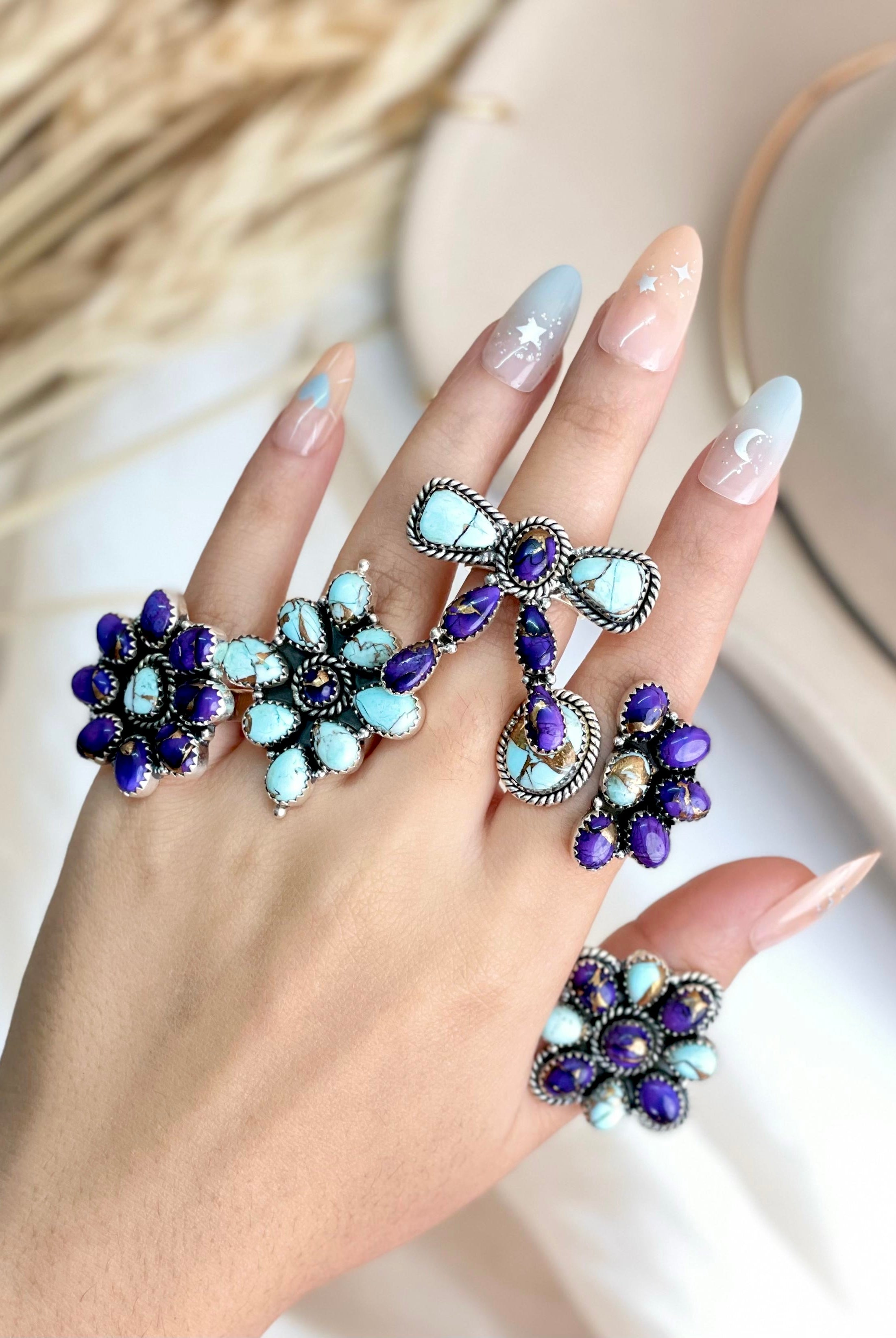Berry Dahlia Multi Ring Clusters-Rings-Krush Kandy, Women's Online Fashion Boutique Located in Phoenix, Arizona (Scottsdale Area)