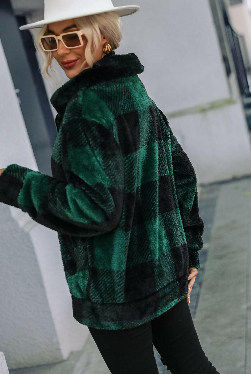 Plaid Zip-Up Collared Jacket-Krush Kandy, Women's Online Fashion Boutique Located in Phoenix, Arizona (Scottsdale Area)