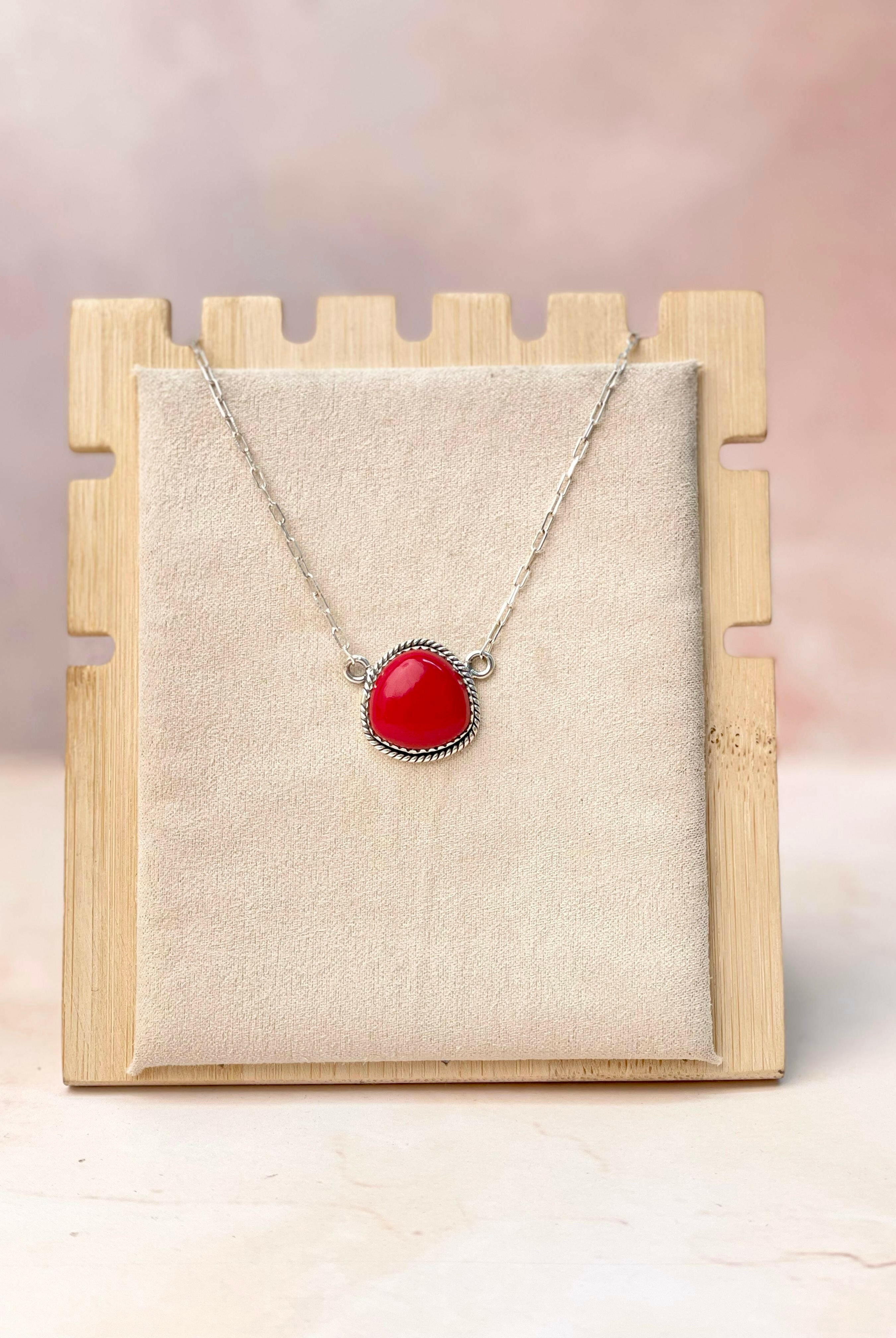 Red Rosarita Trillion Chain Pendant-Necklaces-Krush Kandy, Women's Online Fashion Boutique Located in Phoenix, Arizona (Scottsdale Area)