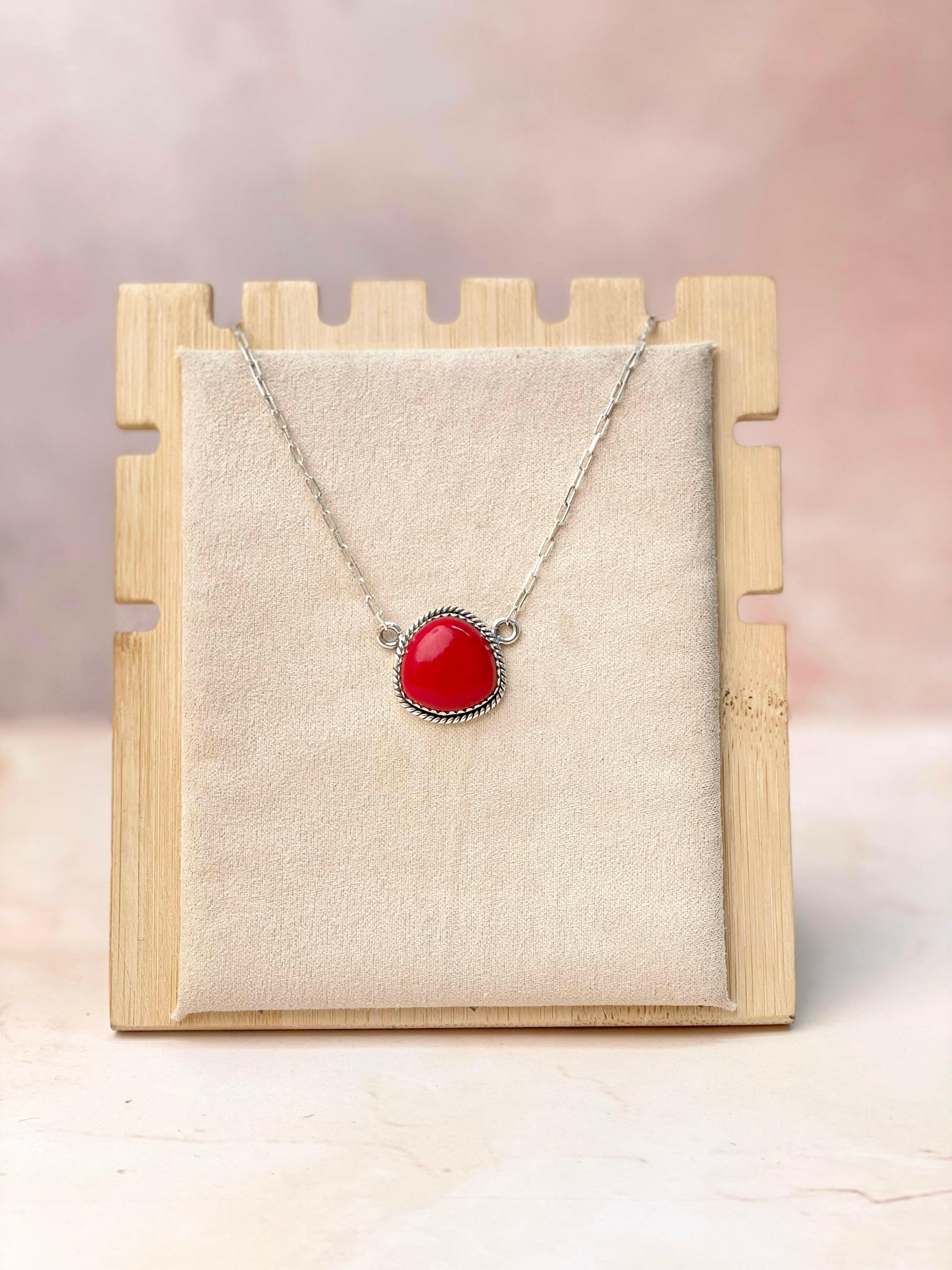 Red Rosarita Trillion Chain Pendant-Necklaces-Krush Kandy, Women's Online Fashion Boutique Located in Phoenix, Arizona (Scottsdale Area)