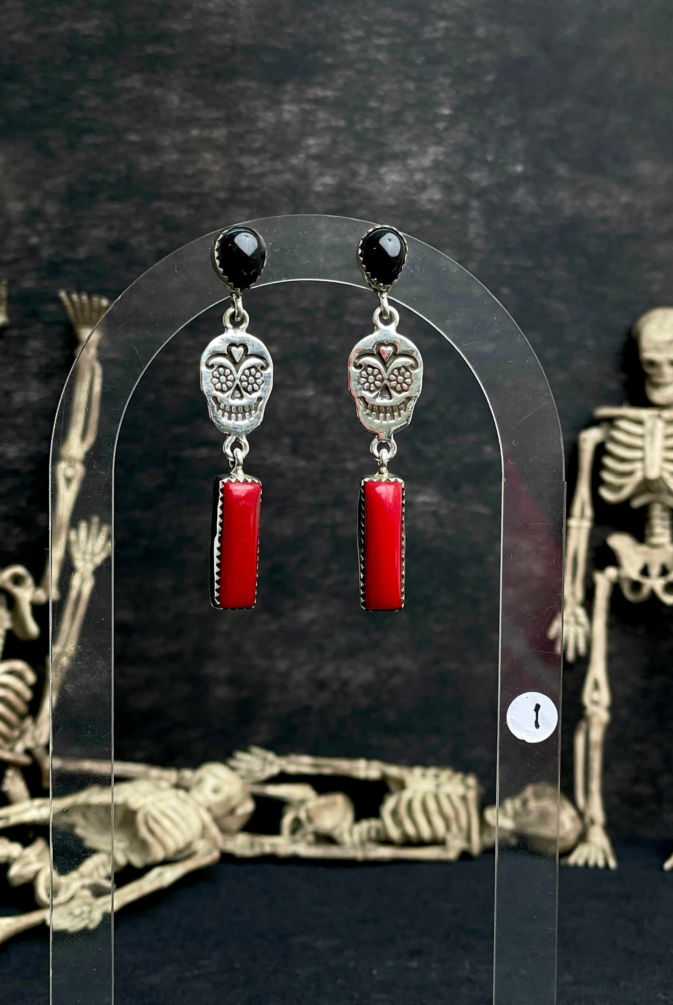 Halloween Studs Rosarita & Black Onyx sno 24-Earrings-Krush Kandy, Women's Online Fashion Boutique Located in Phoenix, Arizona (Scottsdale Area)
