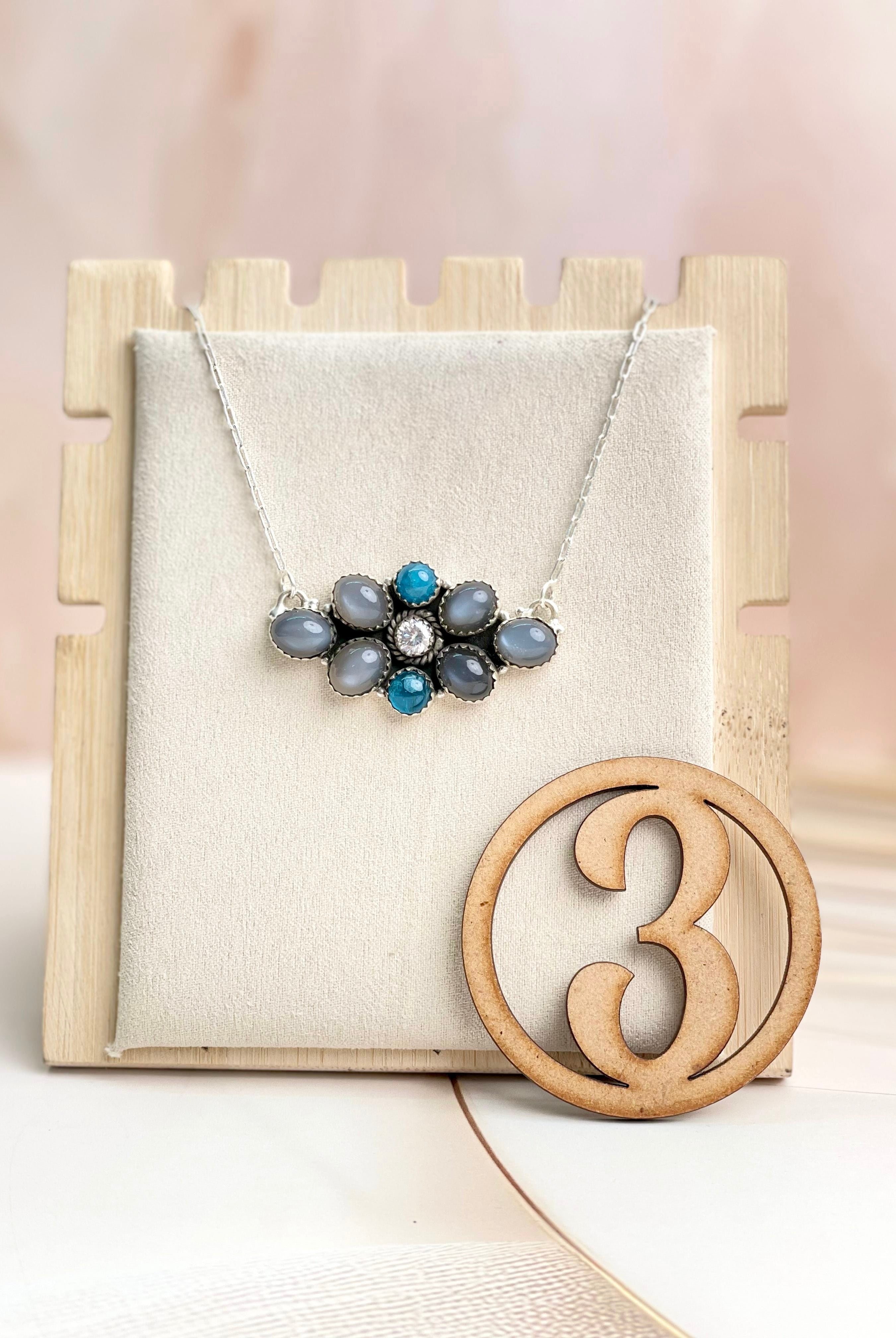 Grey Moonstone & Blue Apatite Necklace Sno 11-Necklaces-Krush Kandy, Women's Online Fashion Boutique Located in Phoenix, Arizona (Scottsdale Area)