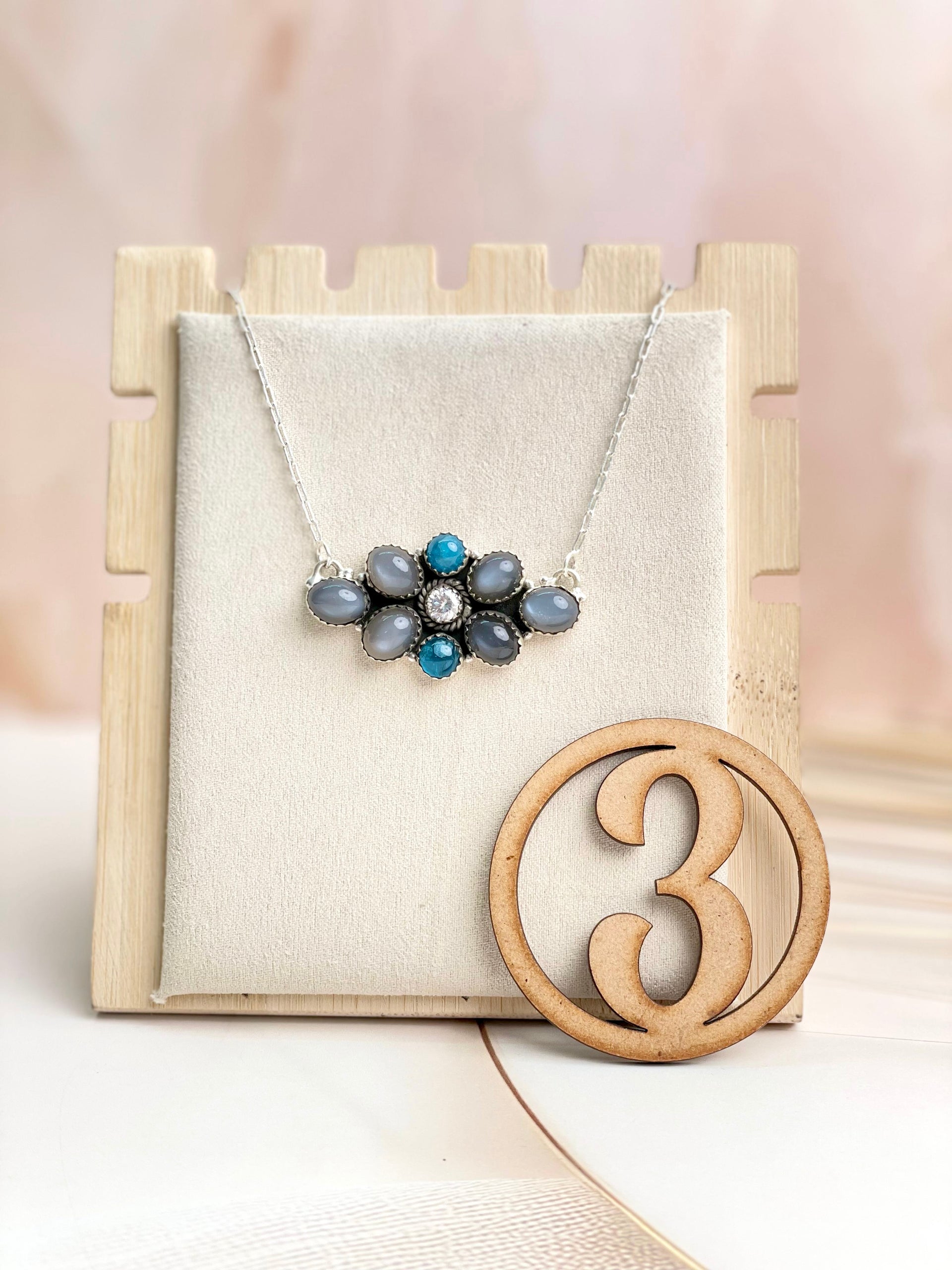 Grey Moonstone & Blue Apatite Necklace Sno 11-Necklaces-Krush Kandy, Women's Online Fashion Boutique Located in Phoenix, Arizona (Scottsdale Area)