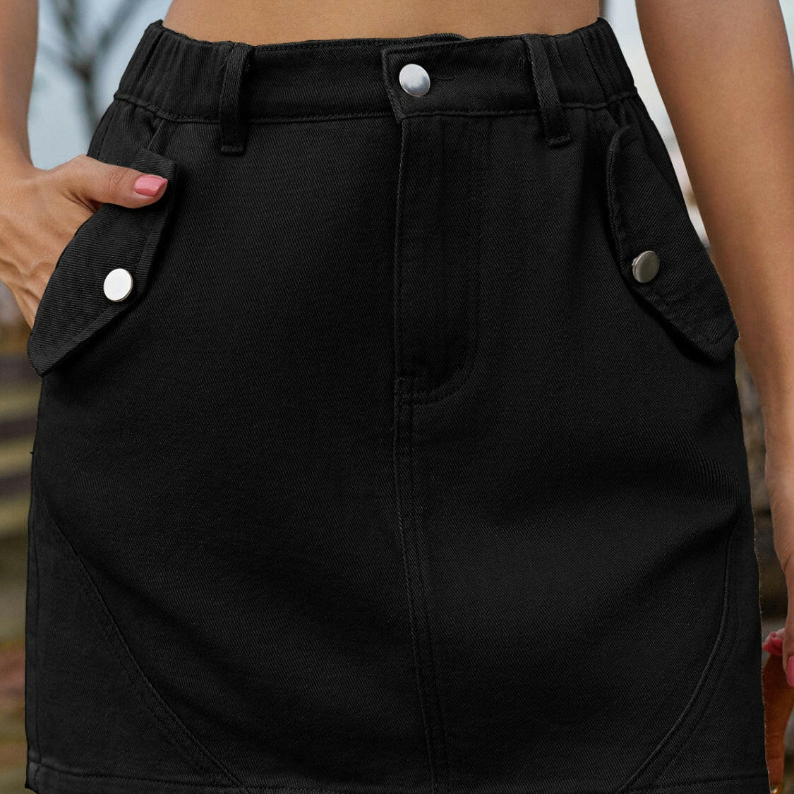 Pocketed Buttoned Mini Denim Skirt-Krush Kandy, Women's Online Fashion Boutique Located in Phoenix, Arizona (Scottsdale Area)
