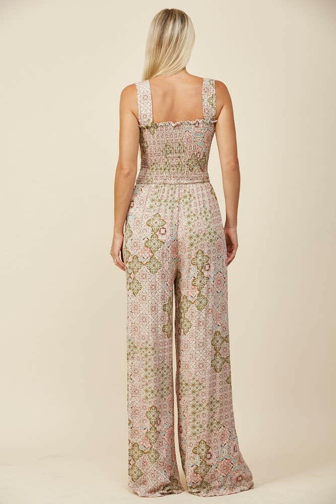 Boho Breeze Smocked Jumpsuit-Jumpsuits & Rompers-Krush Kandy, Women's Online Fashion Boutique Located in Phoenix, Arizona (Scottsdale Area)