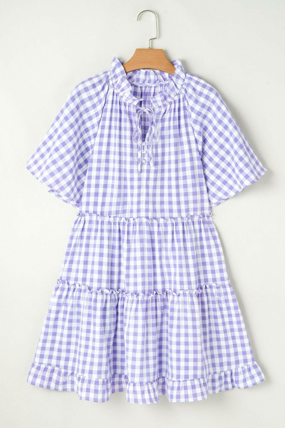Gingham Ruffle Tiered Mini Dress-Dresses-Krush Kandy, Women's Online Fashion Boutique Located in Phoenix, Arizona (Scottsdale Area)