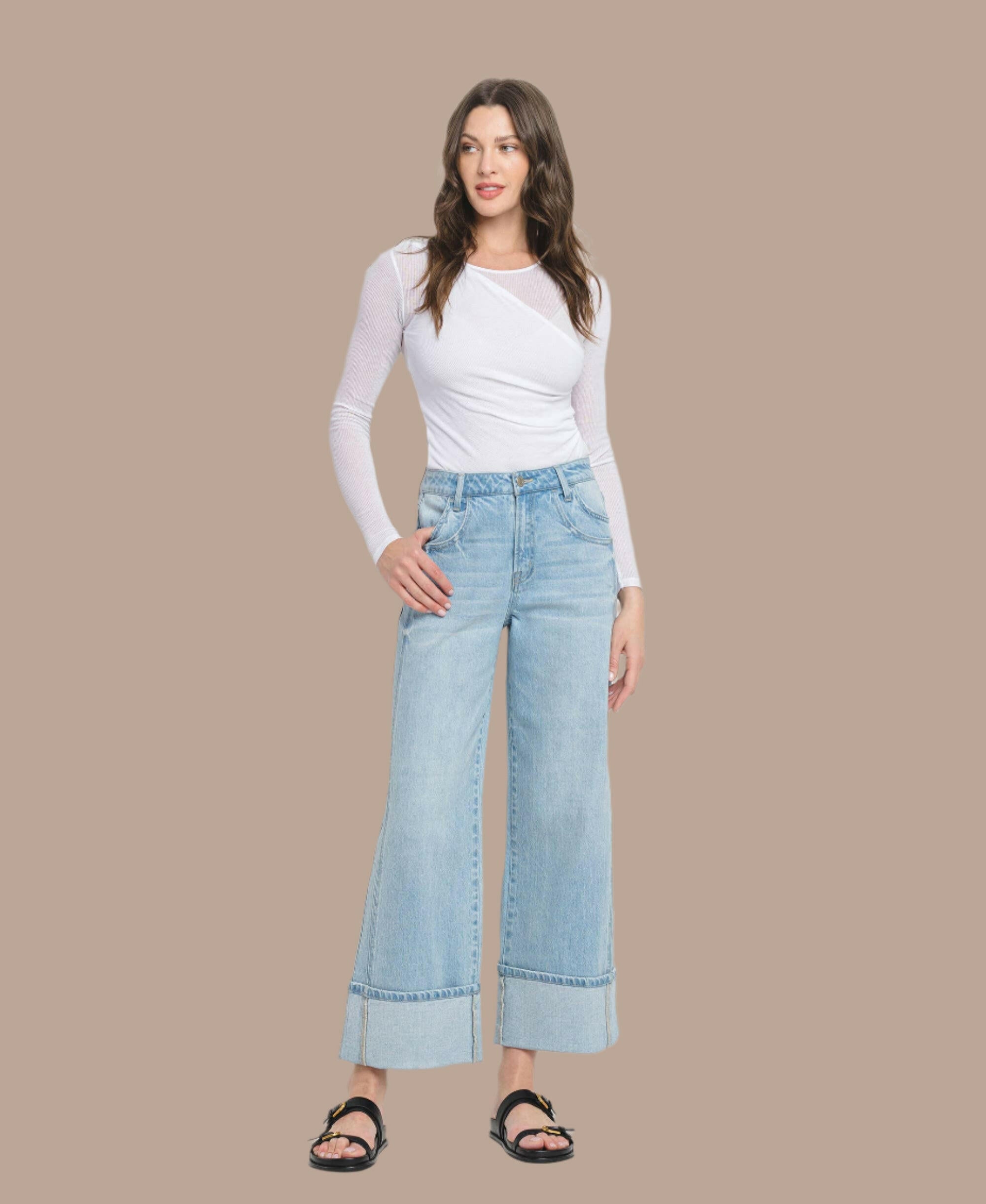Skyline Cuffed Super High Rise Baggy Wide Jeans-Denim-Krush Kandy, Women's Online Fashion Boutique Located in Phoenix, Arizona (Scottsdale Area)