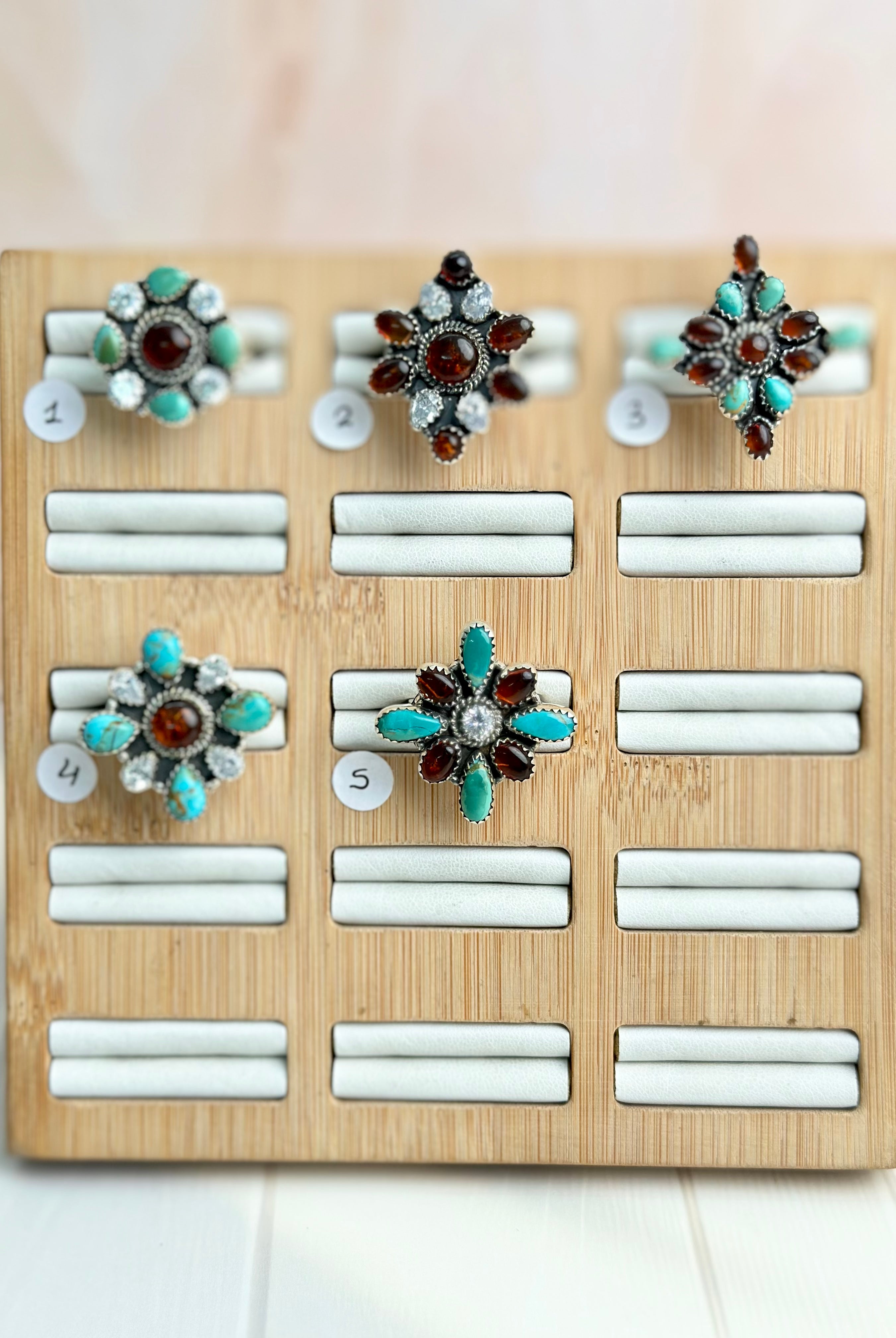 Amber, Turquoise & Crystal Rings-Rings-Krush Kandy, Women's Online Fashion Boutique Located in Phoenix, Arizona (Scottsdale Area)