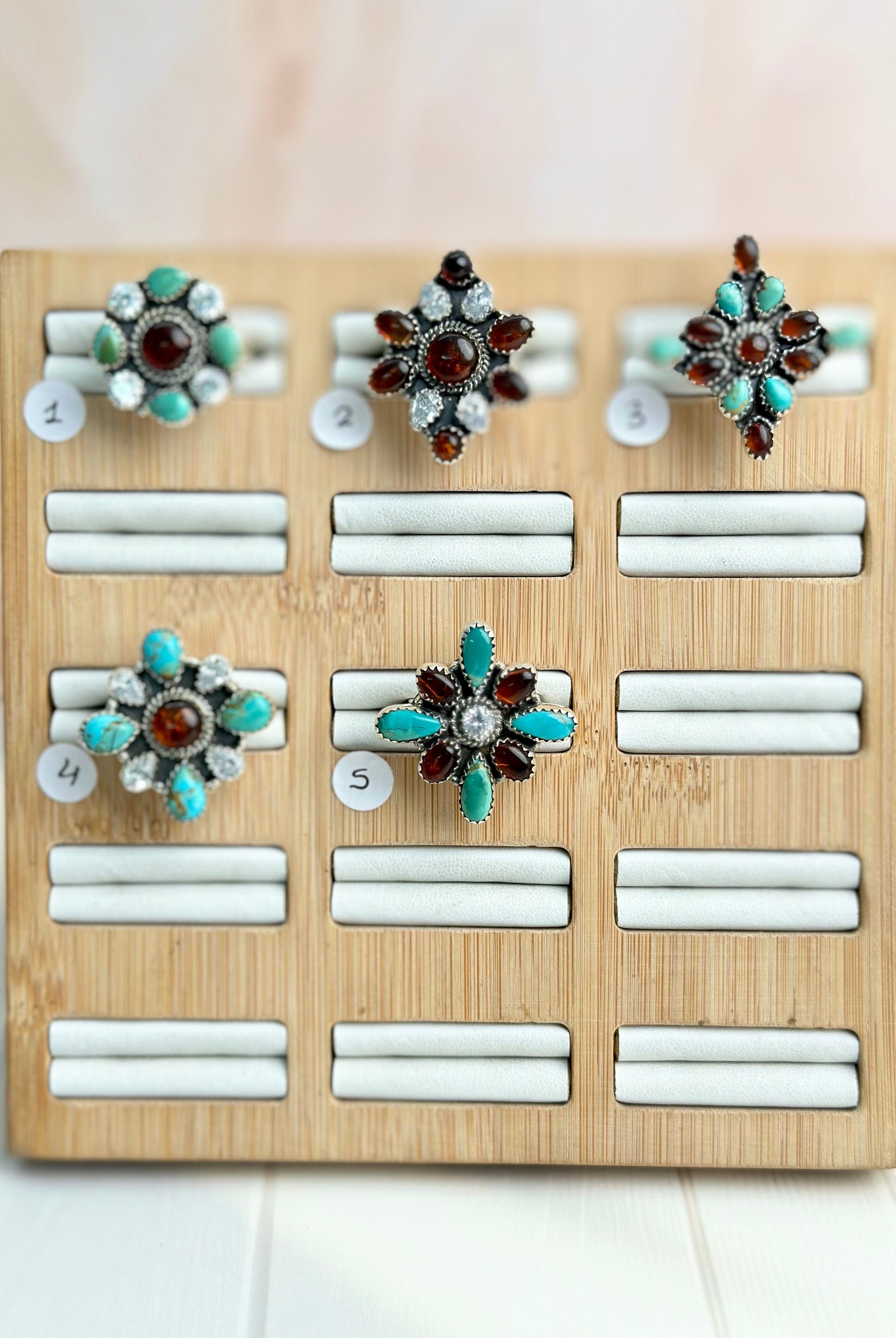 Amber, Turquoise & Crystal Rings-Rings-Krush Kandy, Women's Online Fashion Boutique Located in Phoenix, Arizona (Scottsdale Area)