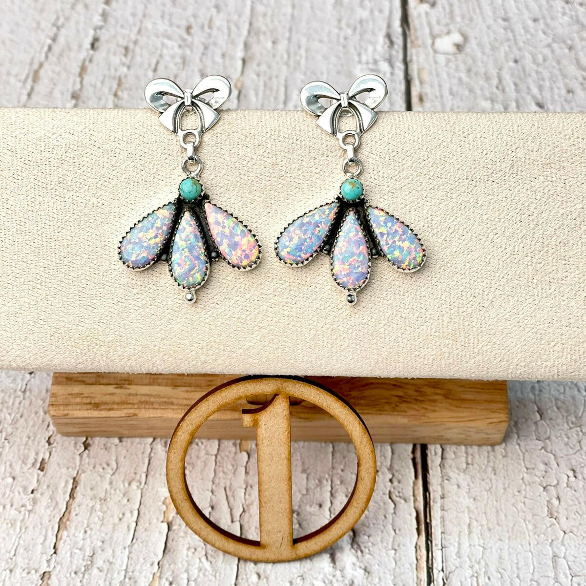 Dreamy Opal Bow Cluster Earrings-Earrings-Krush Kandy, Women's Online Fashion Boutique Located in Phoenix, Arizona (Scottsdale Area)