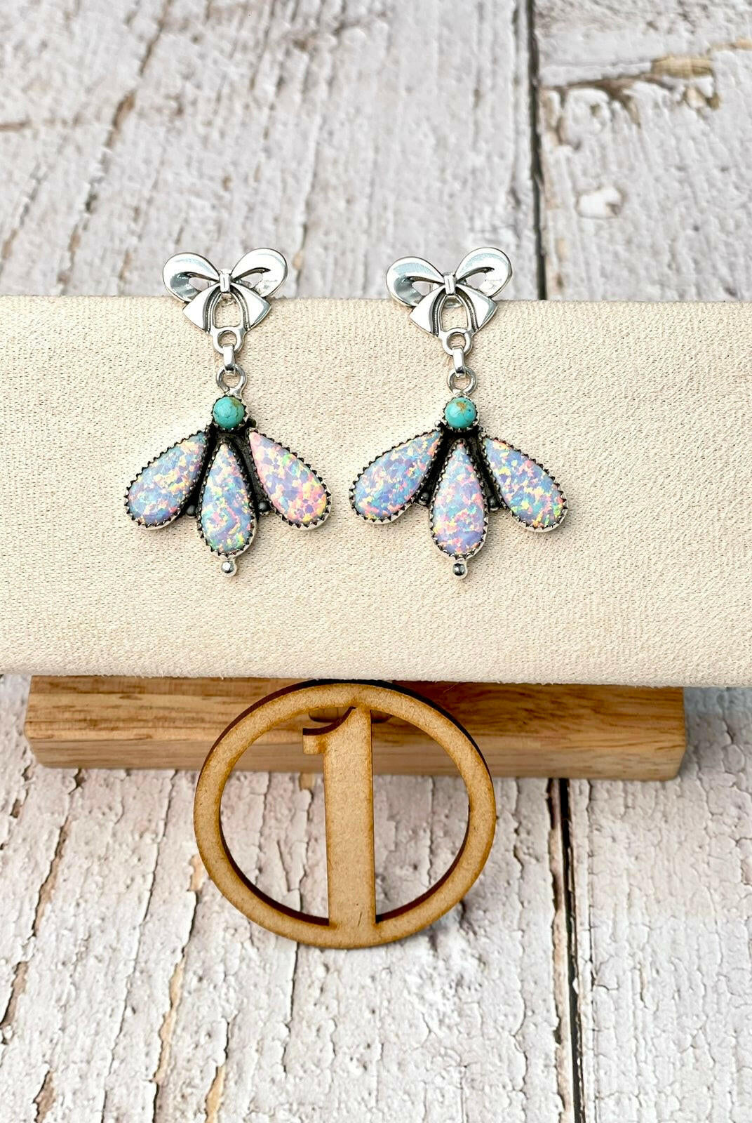 Dreamy Opal Bow Cluster Earrings-Earrings-Krush Kandy, Women's Online Fashion Boutique Located in Phoenix, Arizona (Scottsdale Area)