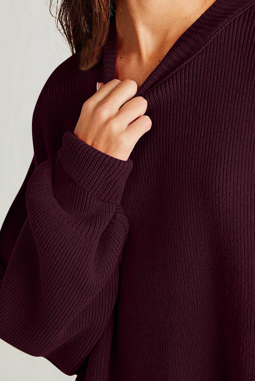 Double Take Side Slit Round Neck Long Sleeve Sweater-Sweaters-Krush Kandy, Women's Online Fashion Boutique Located in Phoenix, Arizona (Scottsdale Area)