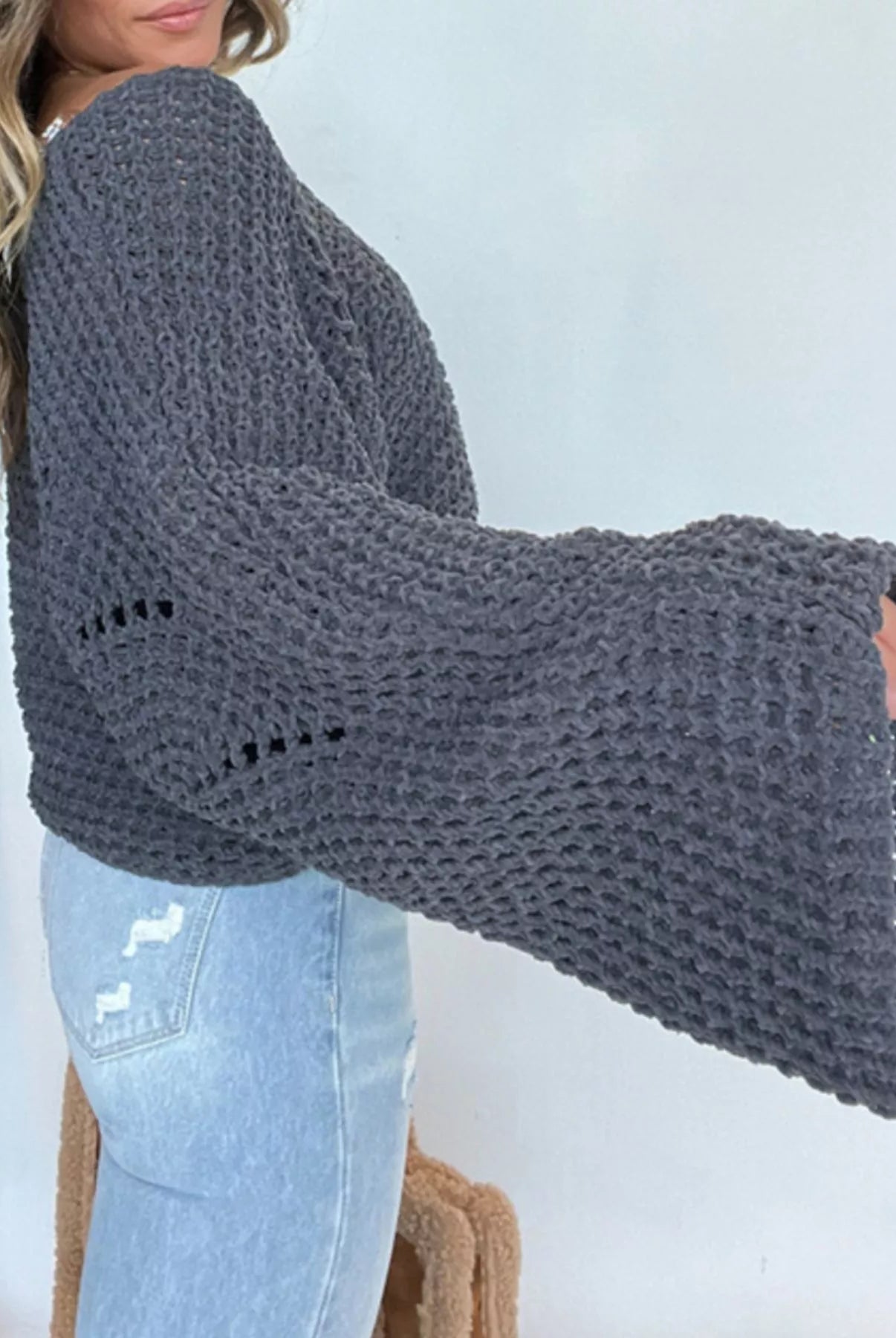 Openwork Batwing Sleeve Sweater-Sweater-Krush Kandy, Women's Online Fashion Boutique Located in Phoenix, Arizona (Scottsdale Area)