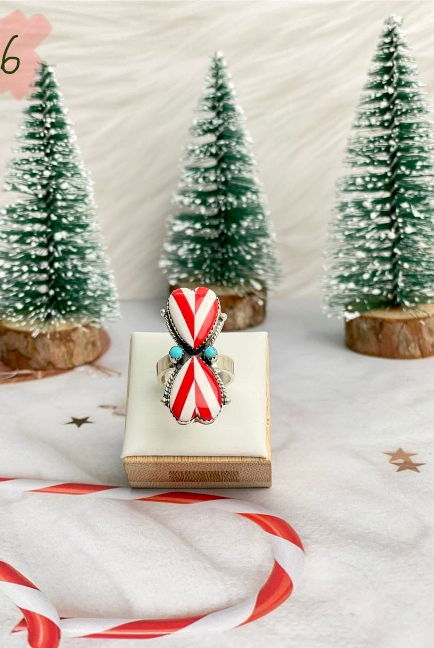 Holly Jolly Red & White Christmas Rings-Rings-Krush Kandy, Women's Online Fashion Boutique Located in Phoenix, Arizona (Scottsdale Area)