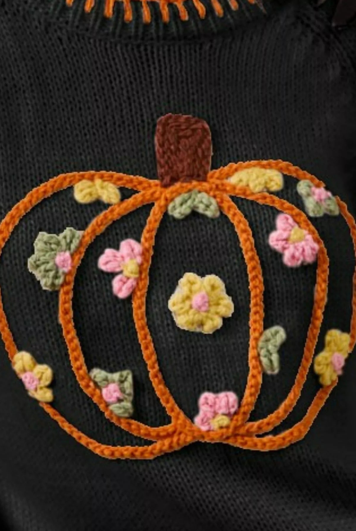 SO ME Pumpkin Floral Embroidered Thanksgiving Sweater-Sweater-Krush Kandy, Women's Online Fashion Boutique Located in Phoenix, Arizona (Scottsdale Area)