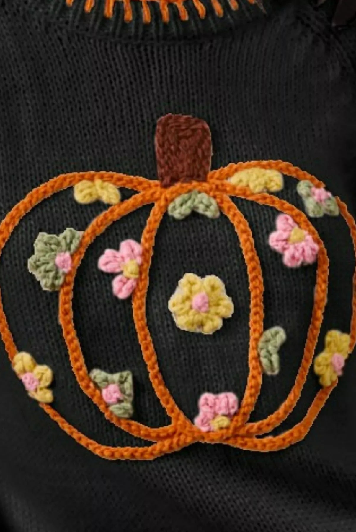 SO ME Pumpkin Floral Embroidered Thanksgiving Sweater-Sweater-Krush Kandy, Women's Online Fashion Boutique Located in Phoenix, Arizona (Scottsdale Area)