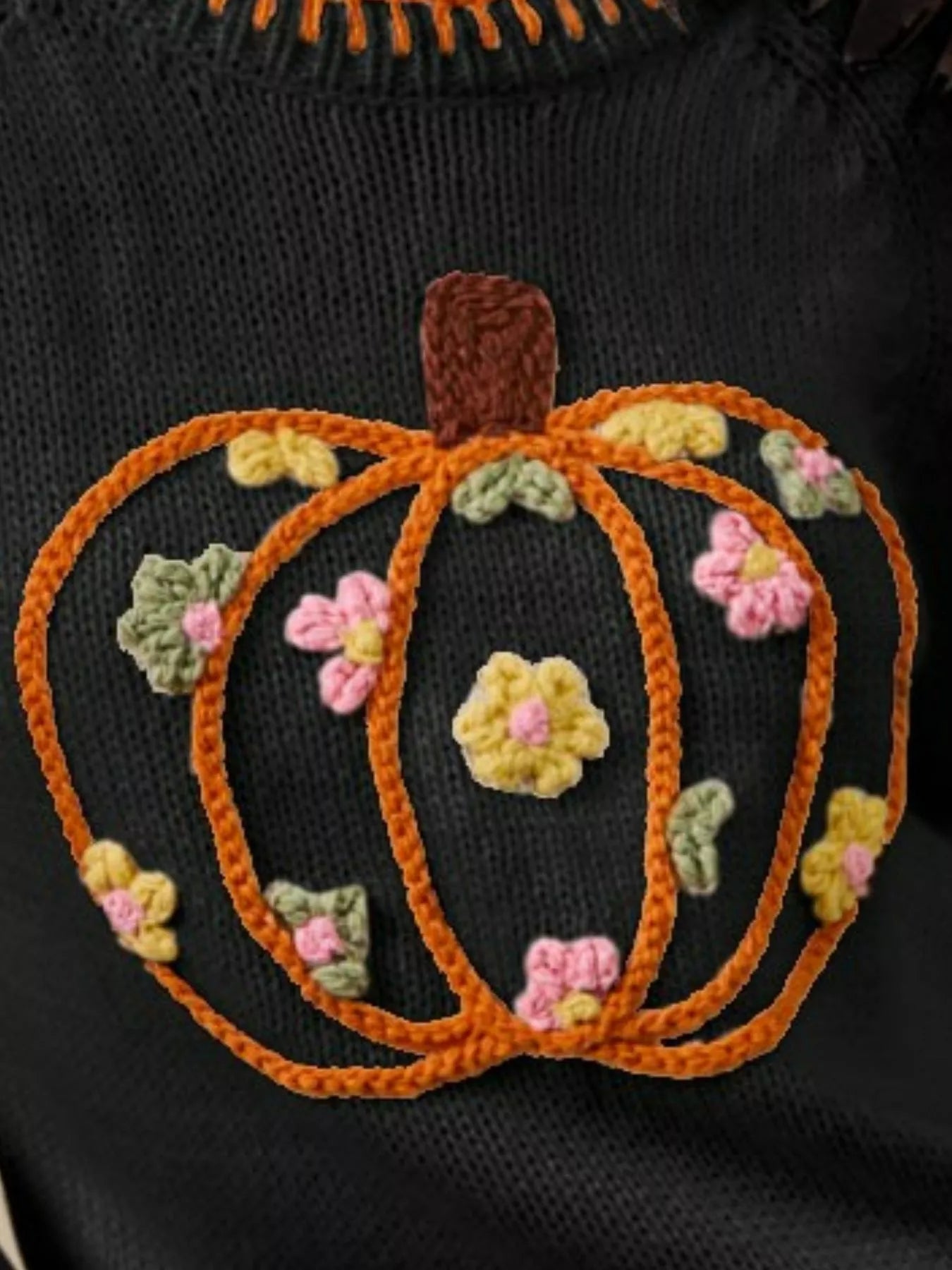 SO ME Pumpkin Floral Embroidered Thanksgiving Sweater-Sweater-Krush Kandy, Women's Online Fashion Boutique Located in Phoenix, Arizona (Scottsdale Area)