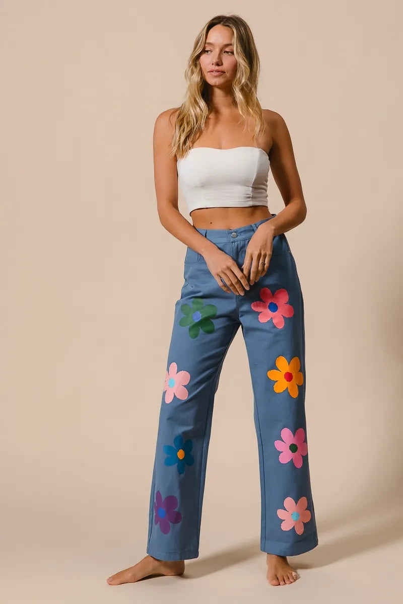 BiBi Floral Print Straight Leg Pants-PANTS-Krush Kandy, Women's Online Fashion Boutique Located in Phoenix, Arizona (Scottsdale Area)