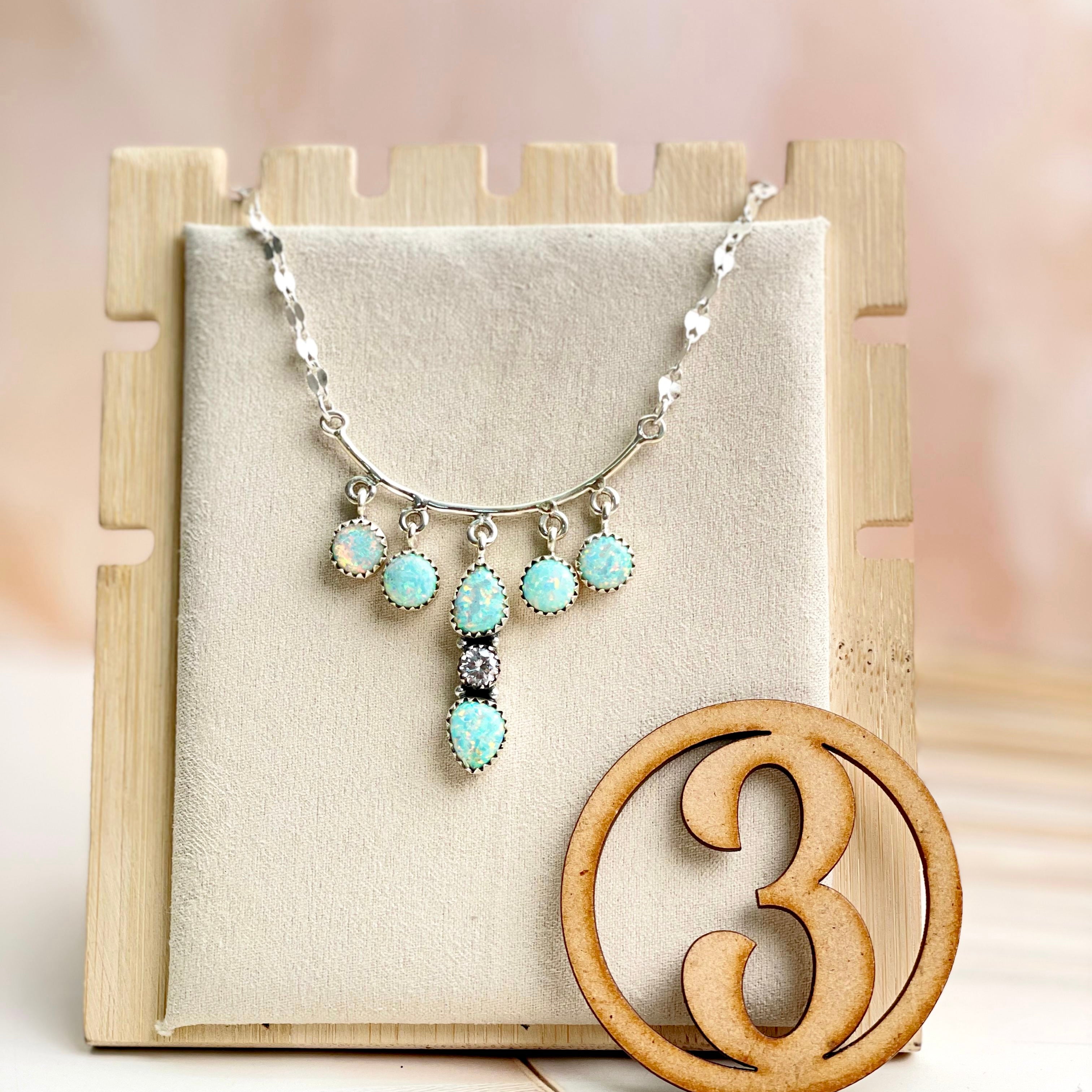 Boho Opal Dangles Necklace Sno 14-Necklaces-Krush Kandy, Women's Online Fashion Boutique Located in Phoenix, Arizona (Scottsdale Area)