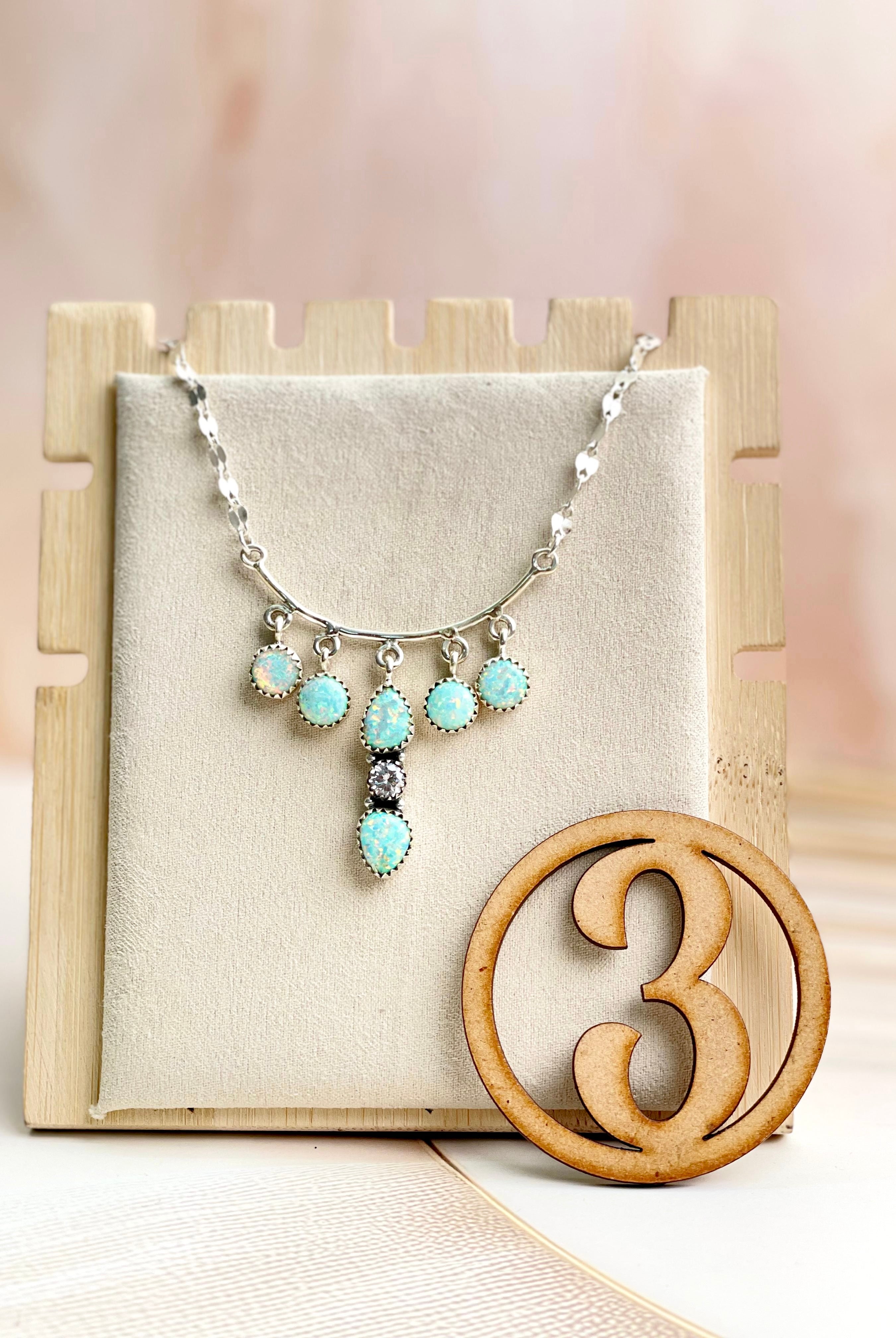 Boho Opal Dangles Necklace Sno 14-Necklaces-Krush Kandy, Women's Online Fashion Boutique Located in Phoenix, Arizona (Scottsdale Area)