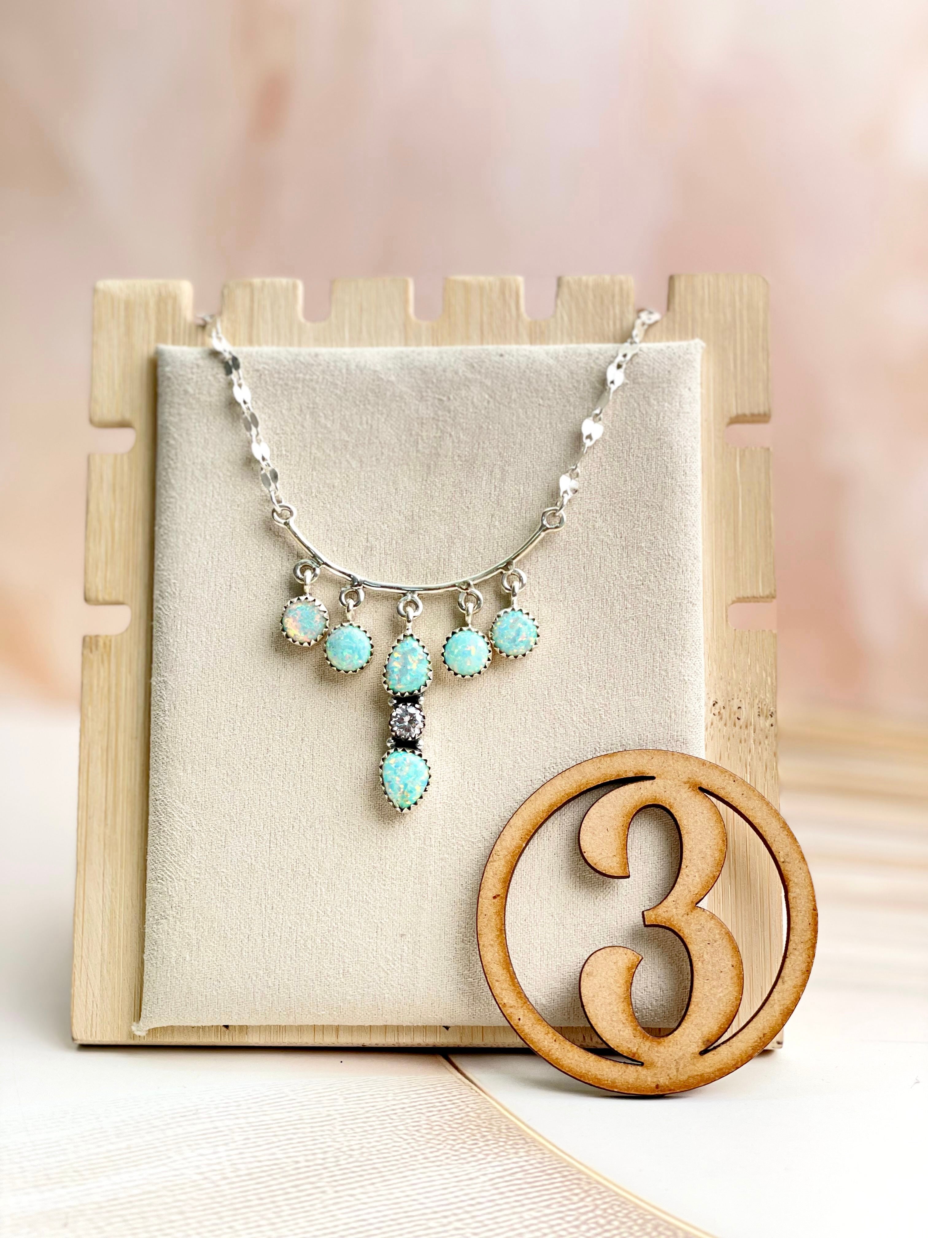 Boho Opal Dangles Necklace Sno 14-Necklaces-Krush Kandy, Women's Online Fashion Boutique Located in Phoenix, Arizona (Scottsdale Area)