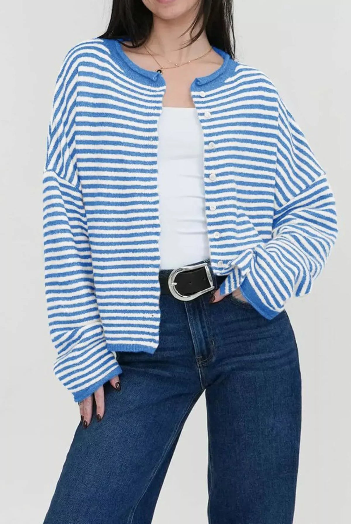 Striped Button-Up Cardigan-Sweaters-Krush Kandy, Women's Online Fashion Boutique Located in Phoenix, Arizona (Scottsdale Area)
