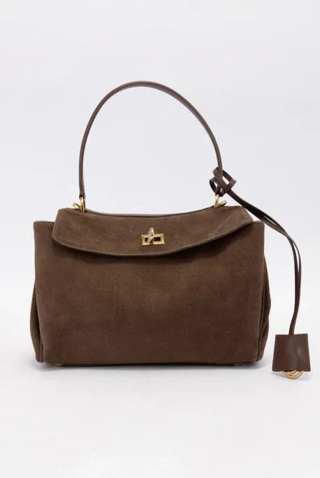 Genuine Suede Turn-Lock Satchel-handbags-Krush Kandy, Women's Online Fashion Boutique Located in Phoenix, Arizona (Scottsdale Area)