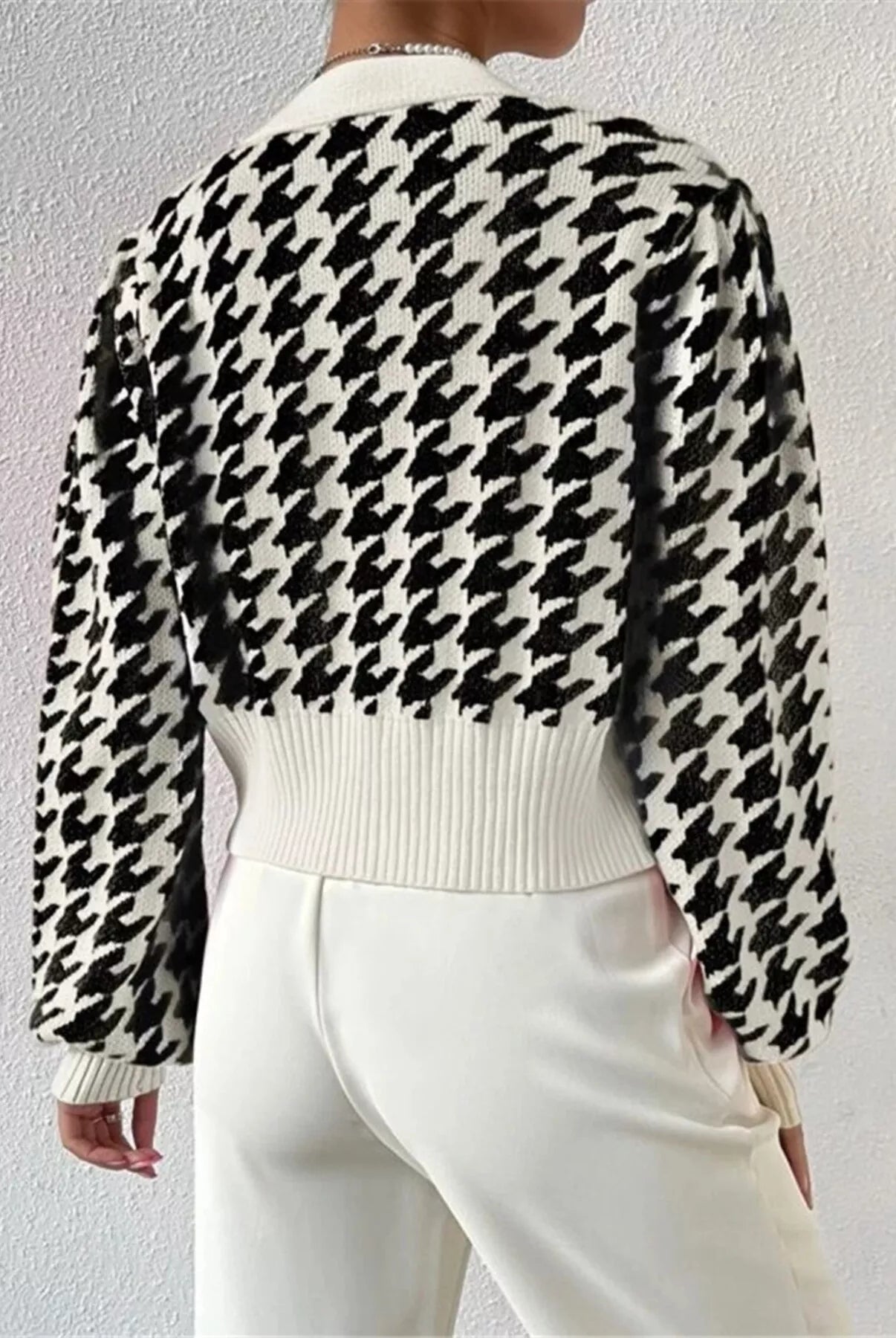 Houndstooth V-Neck Button Up Cardigan-Cardigan-Krush Kandy, Women's Online Fashion Boutique Located in Phoenix, Arizona (Scottsdale Area)