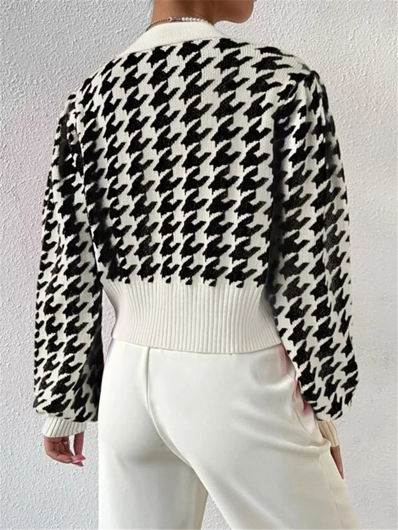 Houndstooth V-Neck Button Up Cardigan-Cardigan-Krush Kandy, Women's Online Fashion Boutique Located in Phoenix, Arizona (Scottsdale Area)