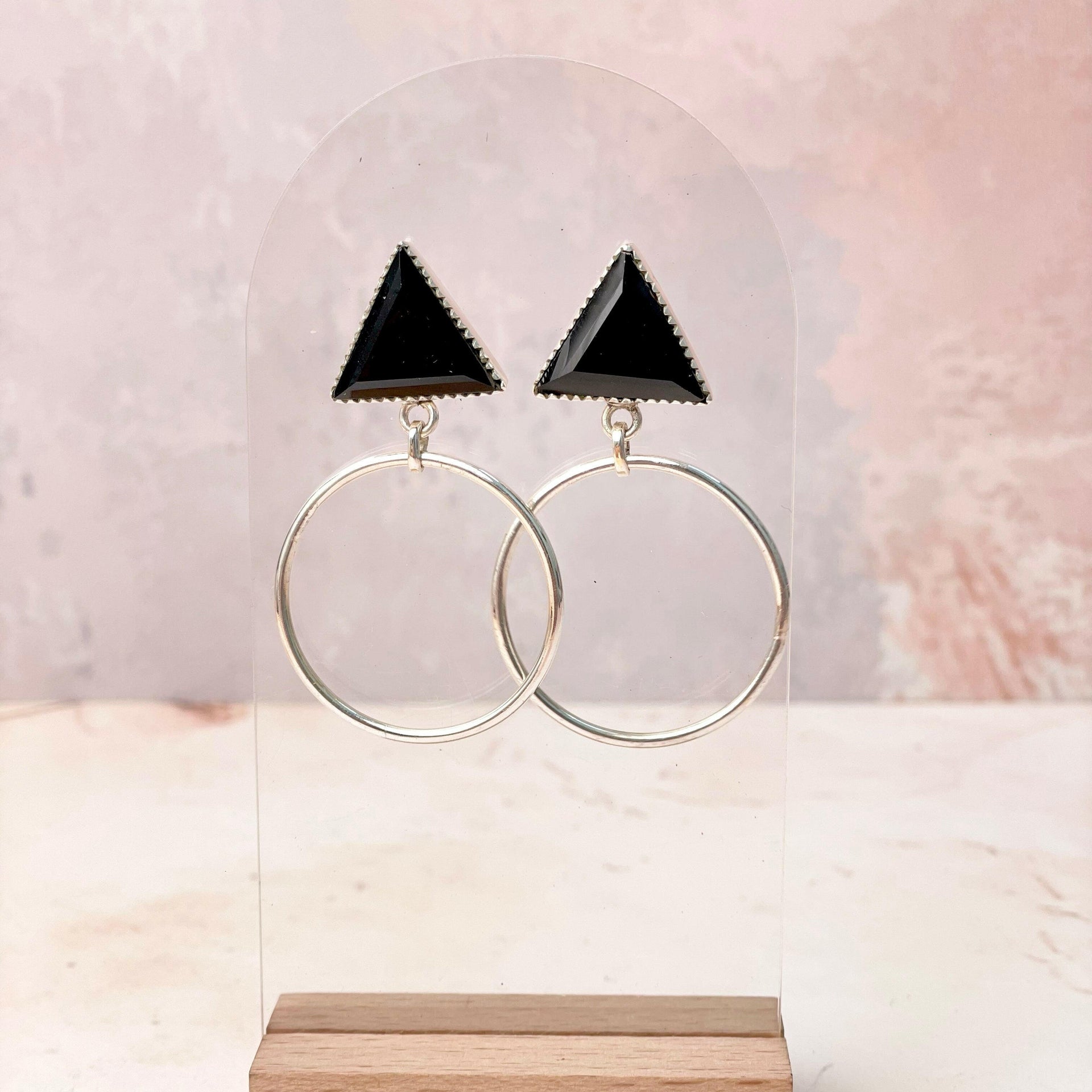 Tiffany's Triangle Single Stone Hoops-Earrings-Krush Kandy, Women's Online Fashion Boutique Located in Phoenix, Arizona (Scottsdale Area)