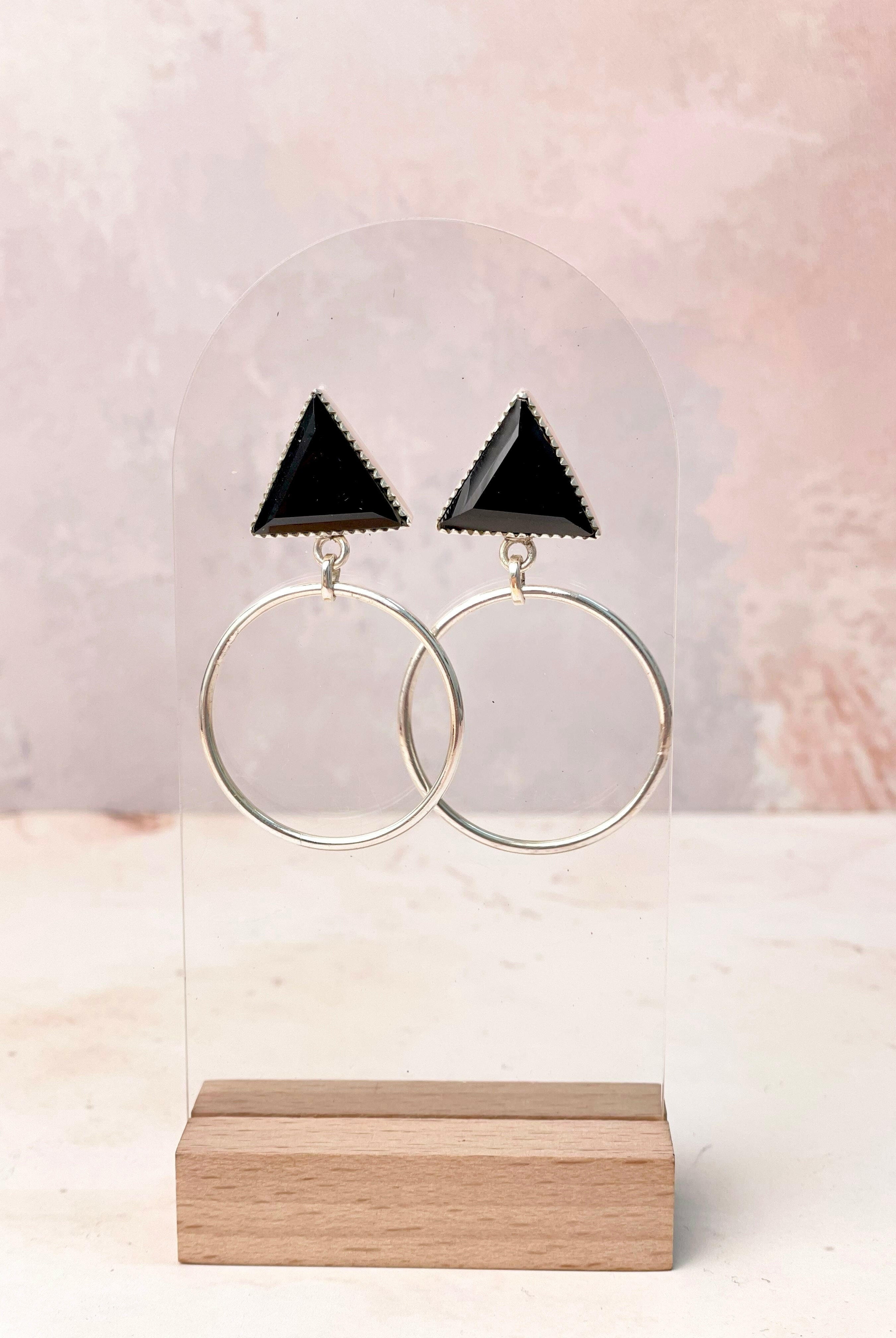 Tiffany's Triangle Single Stone Hoops-Earrings-Krush Kandy, Women's Online Fashion Boutique Located in Phoenix, Arizona (Scottsdale Area)