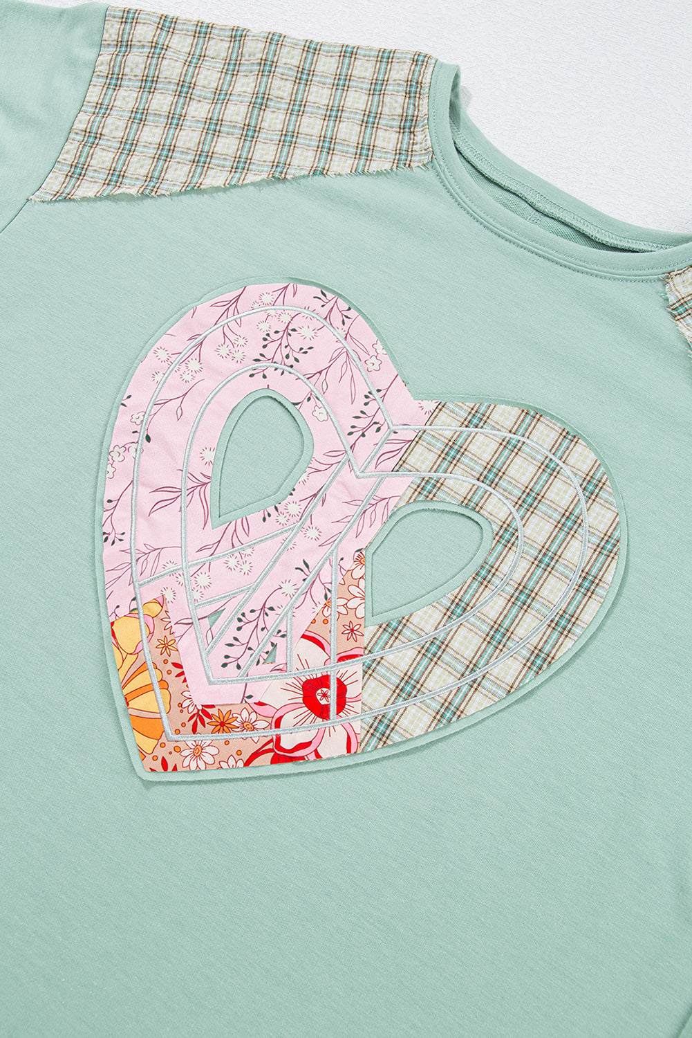 Patchwork Heart Top-Long Sleeve Tops-Krush Kandy, Women's Online Fashion Boutique Located in Phoenix, Arizona (Scottsdale Area)