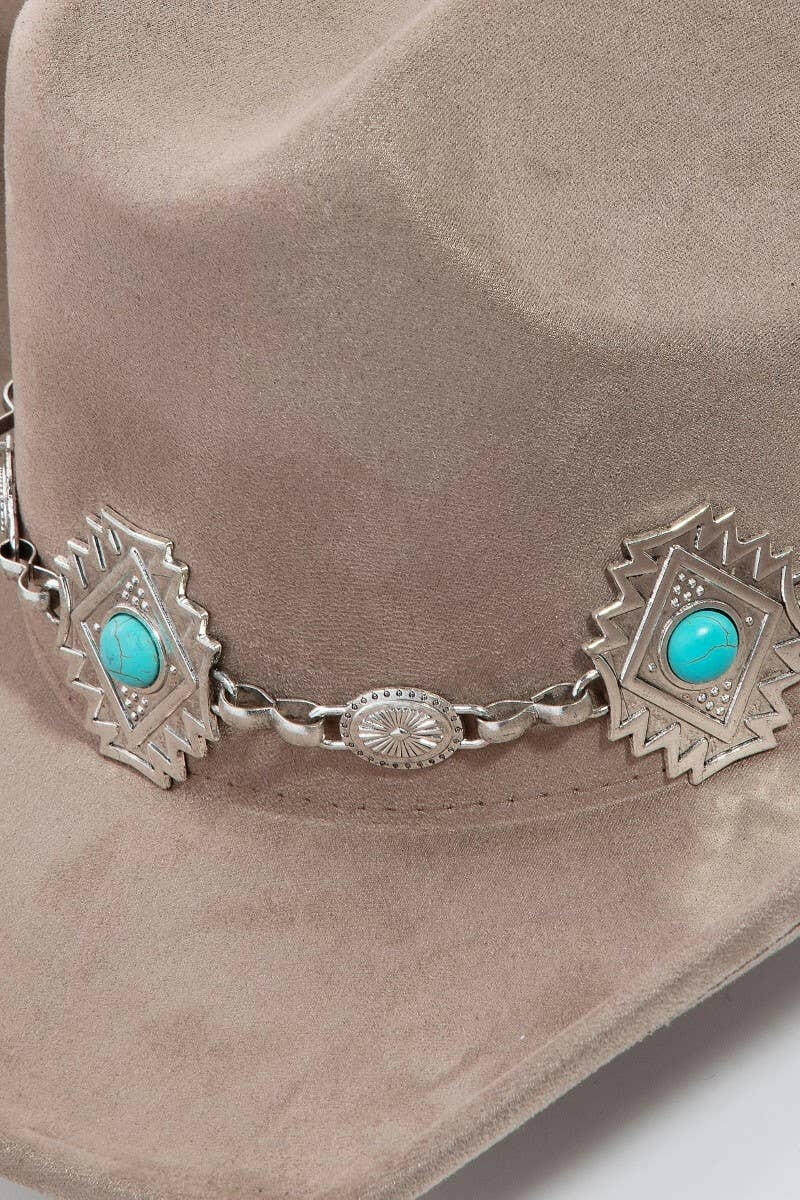 Turquoise Stud Concho Belt Cowboy Hat-Hats-Krush Kandy, Women's Online Fashion Boutique Located in Phoenix, Arizona (Scottsdale Area)
