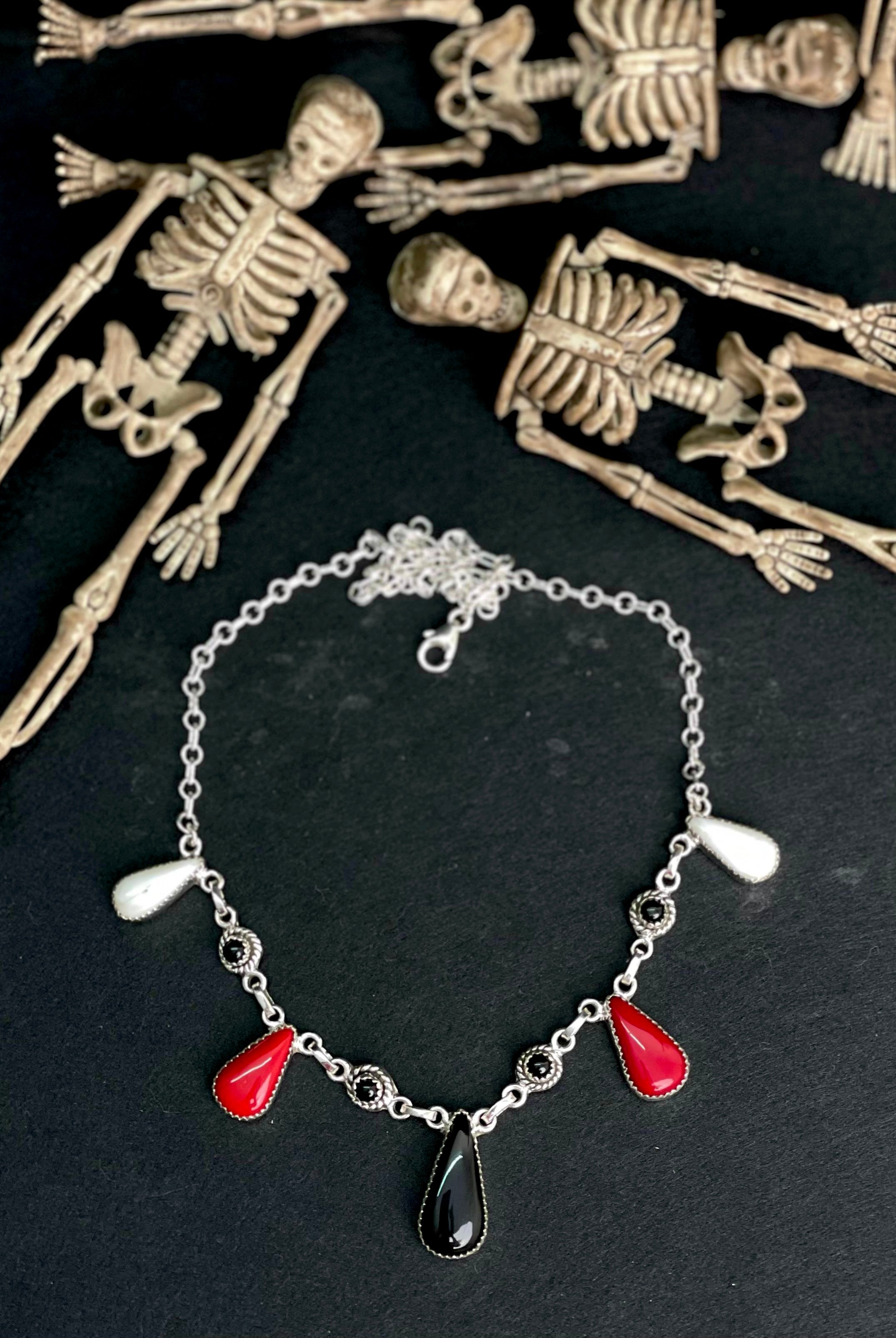 Halloween Necklace Rosarita & Black Onyx sno 2-Necklaces-Krush Kandy, Women's Online Fashion Boutique Located in Phoenix, Arizona (Scottsdale Area)