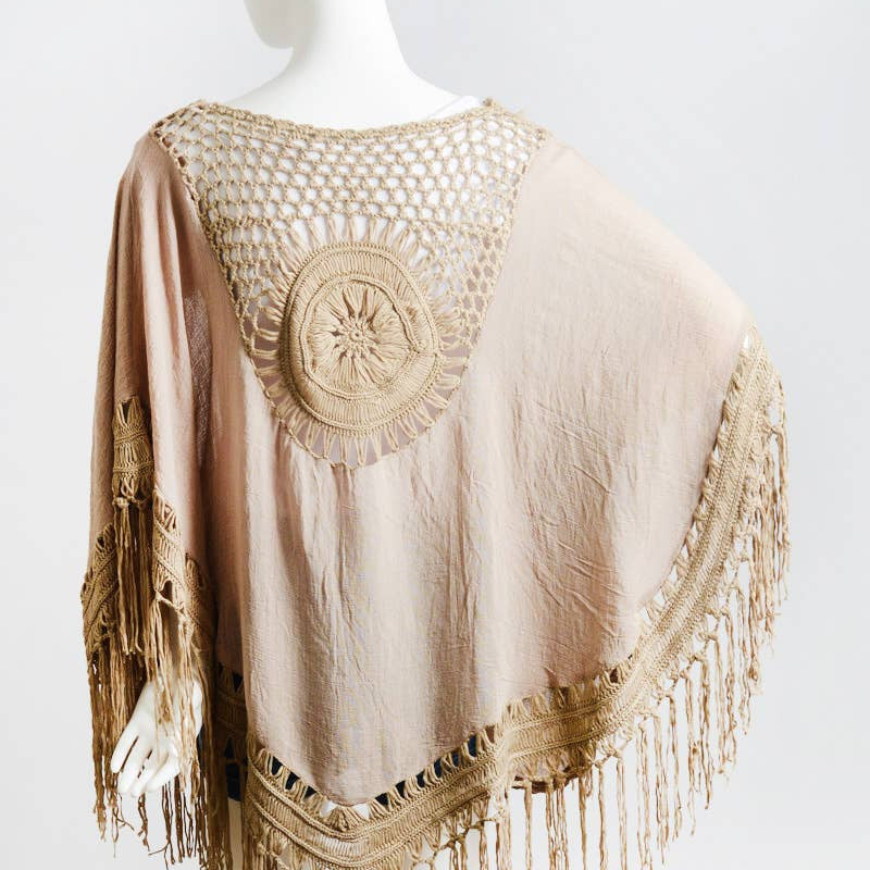Festival Feels Crochet Medallion Tassel Kimono