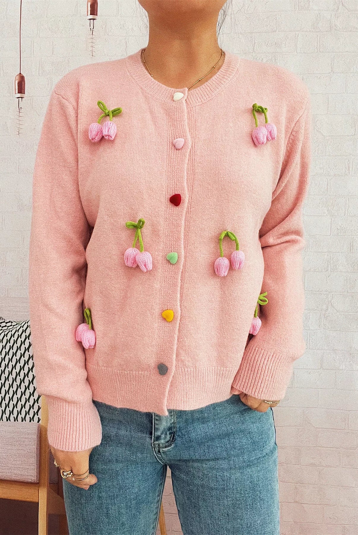 Flower Button Up Long Sleeve Cardigan-Cardigans-Krush Kandy, Women's Online Fashion Boutique Located in Phoenix, Arizona (Scottsdale Area)