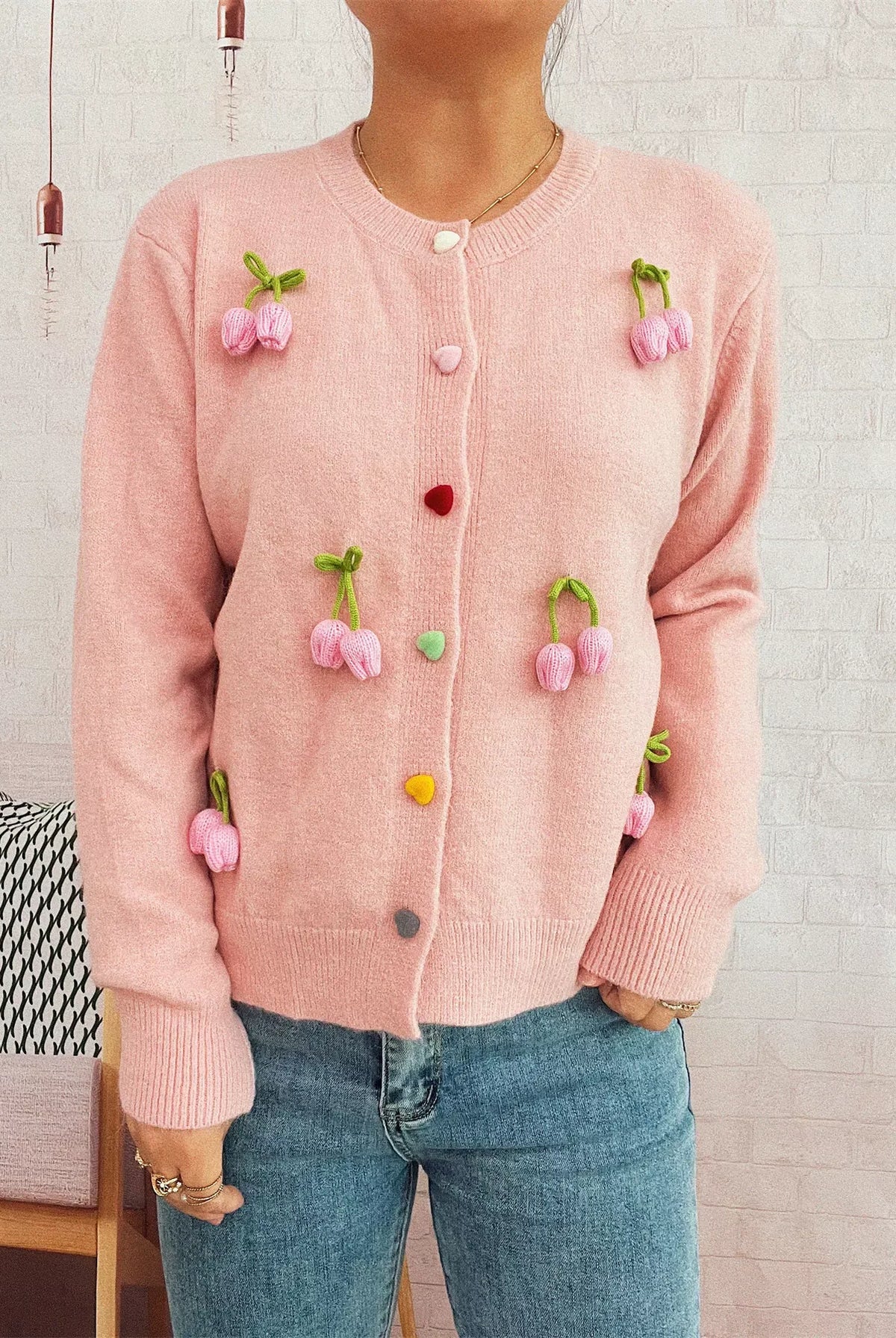 Flower Button Up Long Sleeve Cardigan-Cardigans-Krush Kandy, Women's Online Fashion Boutique Located in Phoenix, Arizona (Scottsdale Area)