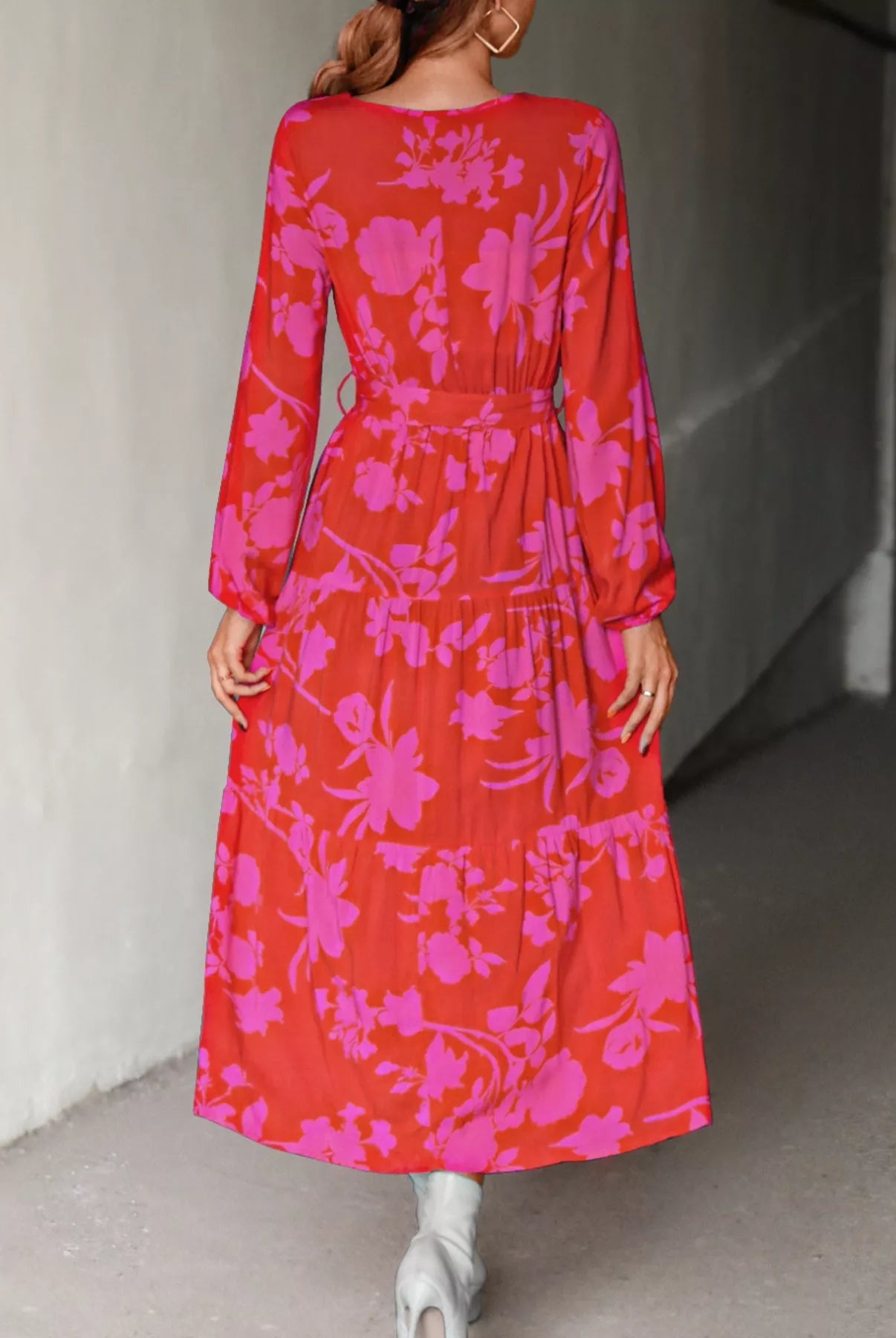 Printed V-Neck Balloon Sleeve Dress-dresses-Krush Kandy, Women's Online Fashion Boutique Located in Phoenix, Arizona (Scottsdale Area)