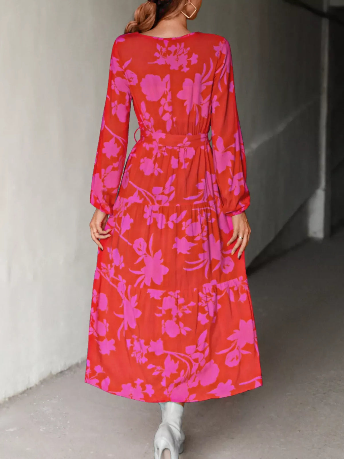 Printed V-Neck Balloon Sleeve Dress-dresses-Krush Kandy, Women's Online Fashion Boutique Located in Phoenix, Arizona (Scottsdale Area)