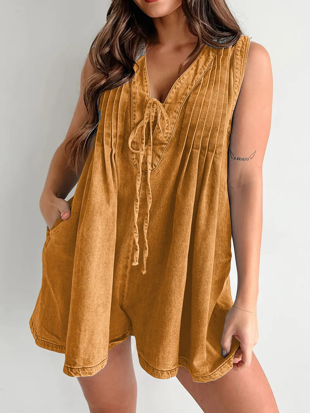 Tied Romper with Pockets-Jumpsuits & Rompers-Krush Kandy, Women's Online Fashion Boutique Located in Phoenix, Arizona (Scottsdale Area)