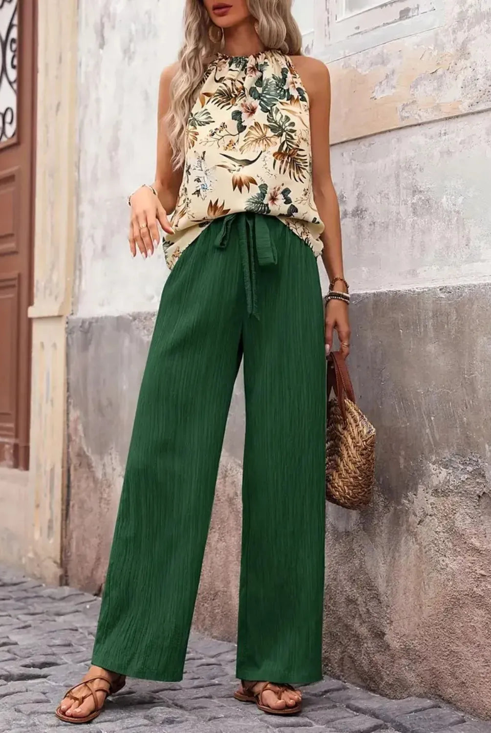 Printed Tank Top and Wide Leg Pants Set-Tops-Krush Kandy, Women's Online Fashion Boutique Located in Phoenix, Arizona (Scottsdale Area)