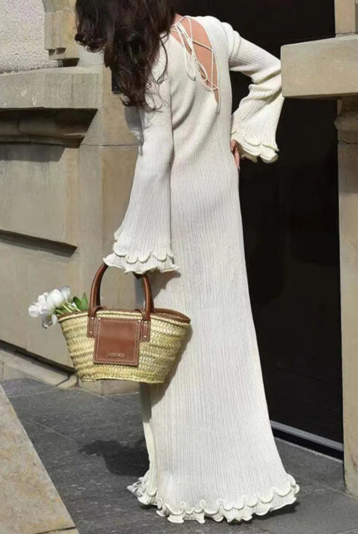 Ribbed Long Sleeve Dress with Ruffle Hem-Dresses-Krush Kandy, Women's Online Fashion Boutique Located in Phoenix, Arizona (Scottsdale Area)