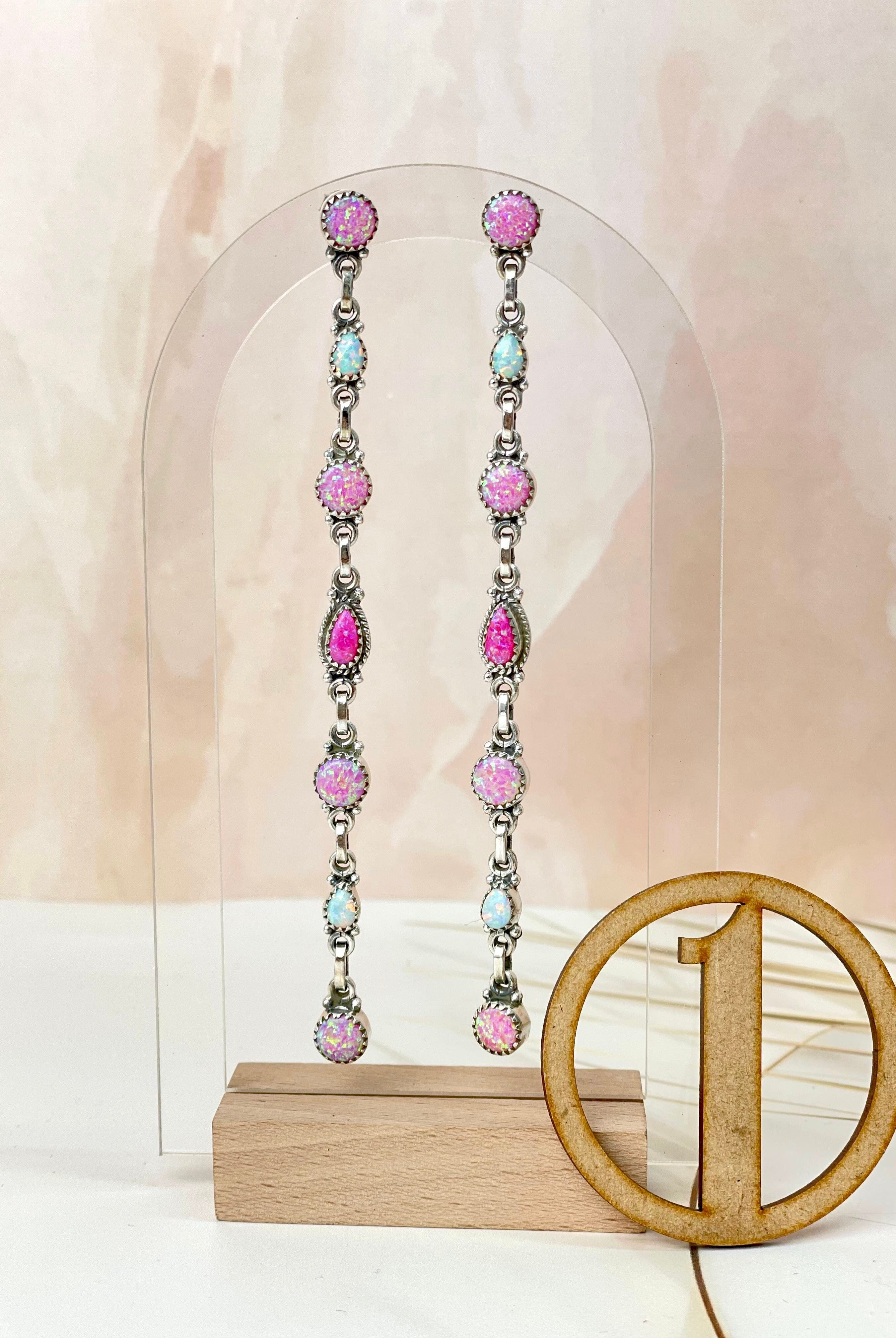 Luxurious Opal Long Stone Drop Earrings-Earrings-Krush Kandy, Women's Online Fashion Boutique Located in Phoenix, Arizona (Scottsdale Area)