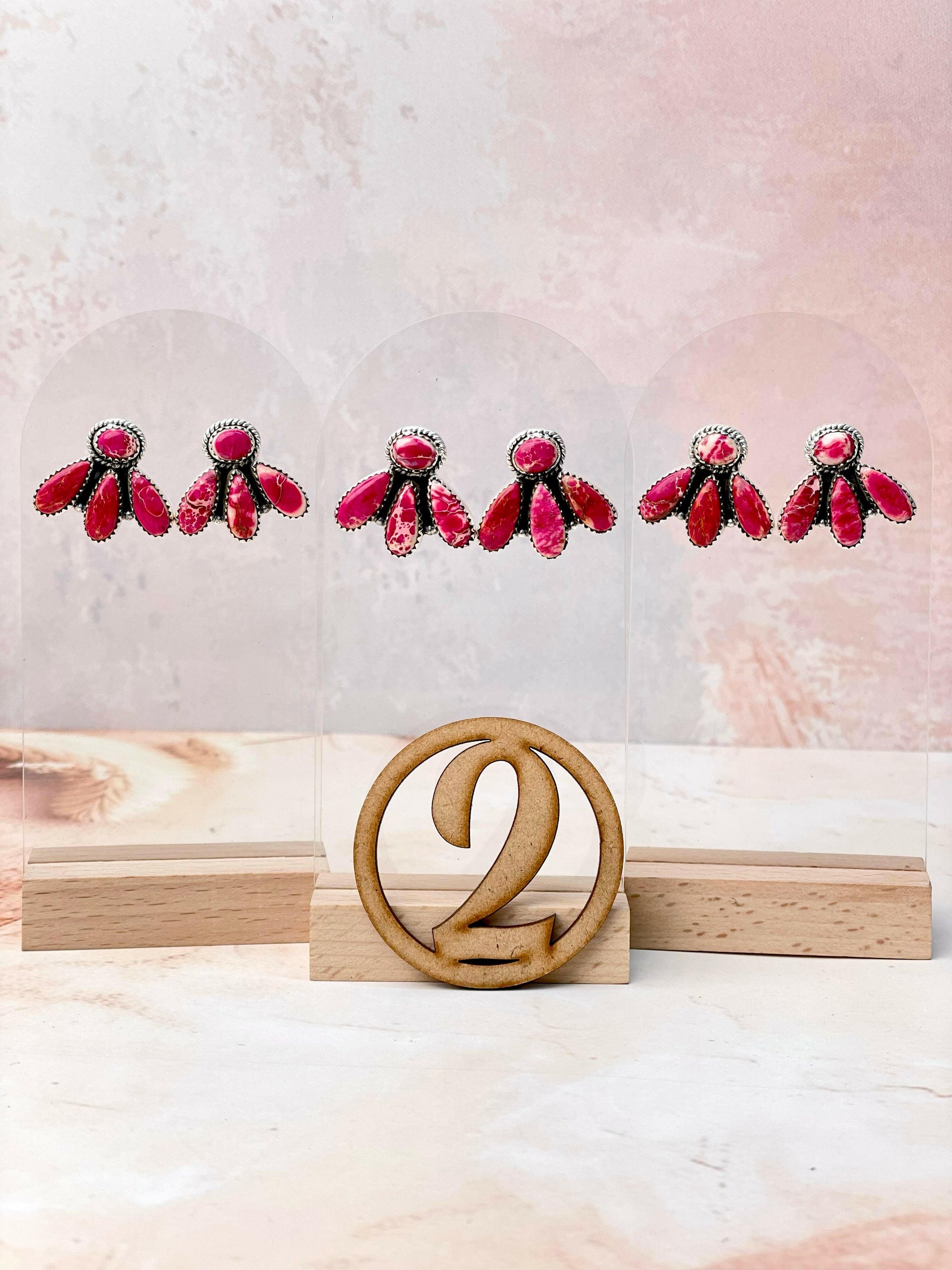 Desert Jasper Three Petal Studs-Earrings-Krush Kandy, Women's Online Fashion Boutique Located in Phoenix, Arizona (Scottsdale Area)