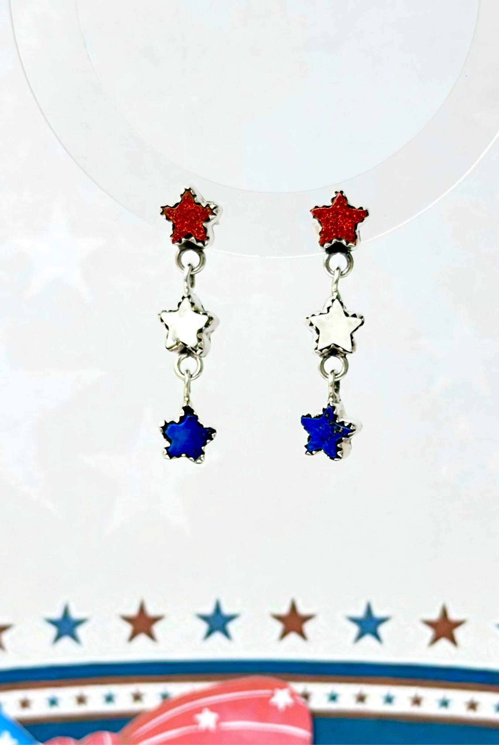 Glimmering Patriot Stars Earrings-Earrings-Krush Kandy, Women's Online Fashion Boutique Located in Phoenix, Arizona (Scottsdale Area)